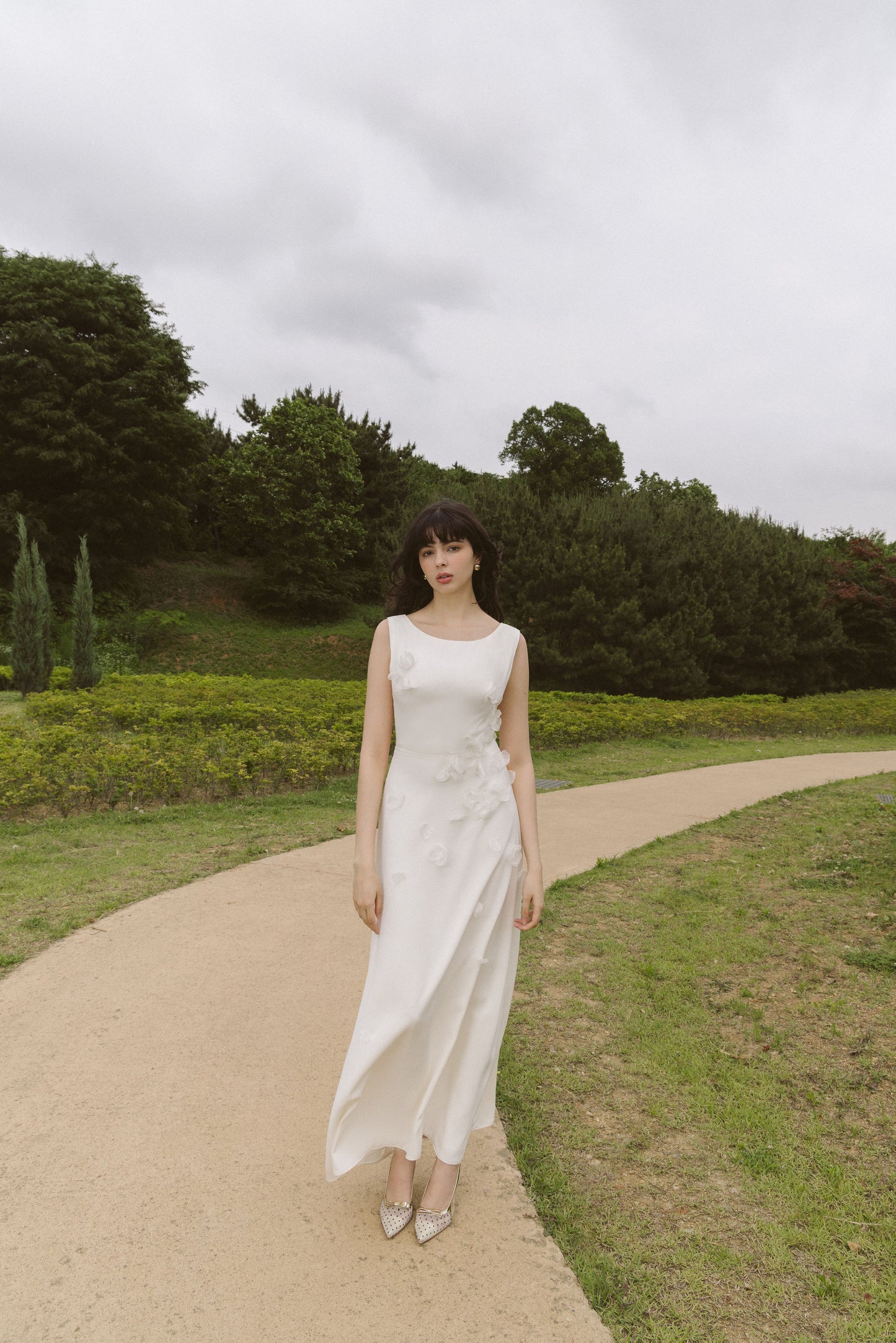 Boho Wedding Dress with Handmade Flower