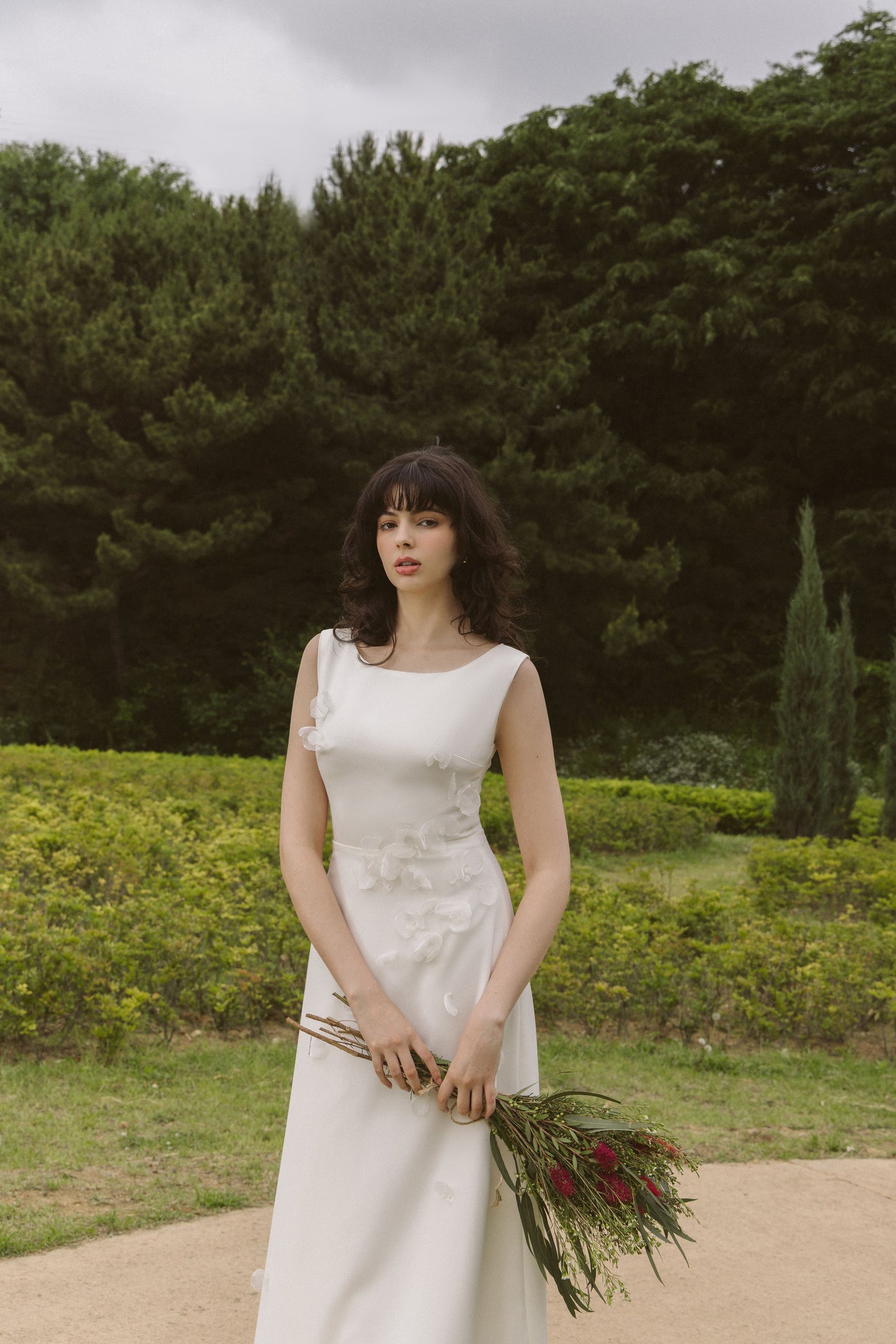 Boho Wedding Dress with Handmade Flower