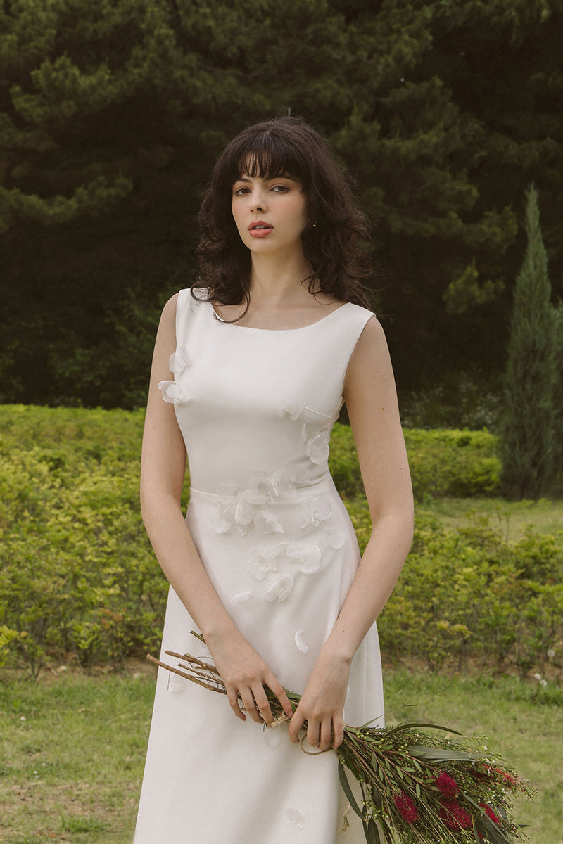 Boho Wedding Dress with Handmade Flower