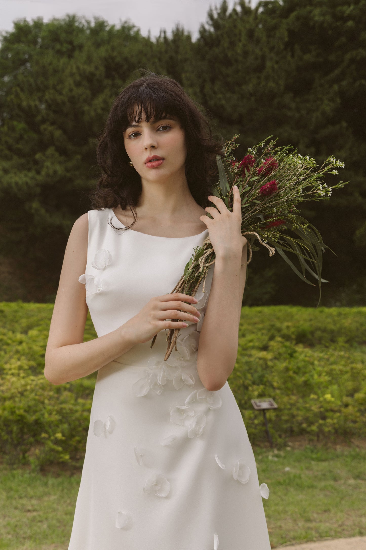 Boho Wedding Dress with Handmade Flower