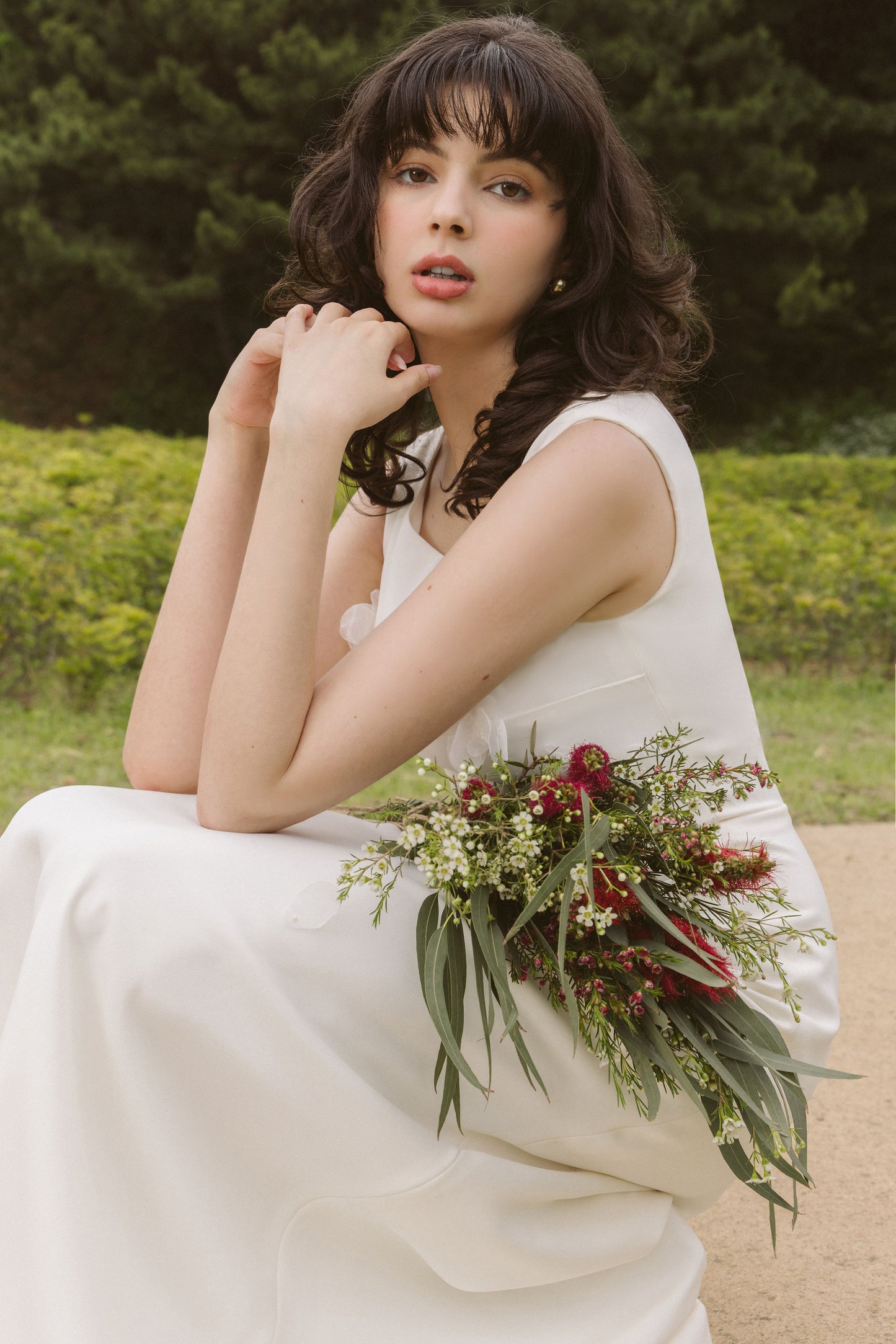 Boho Wedding Dress with Handmade Flower
