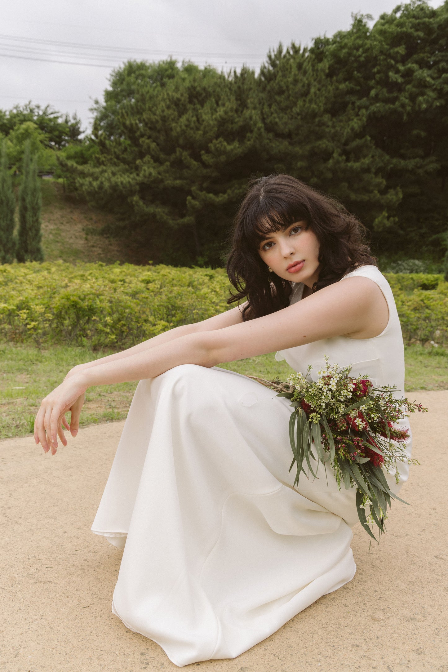 Boho Wedding Dress with Handmade Flower