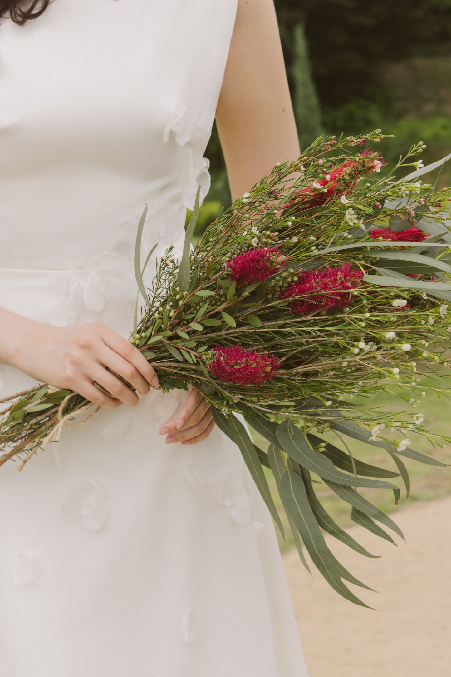 Boho Wedding Dress with Handmade Flower