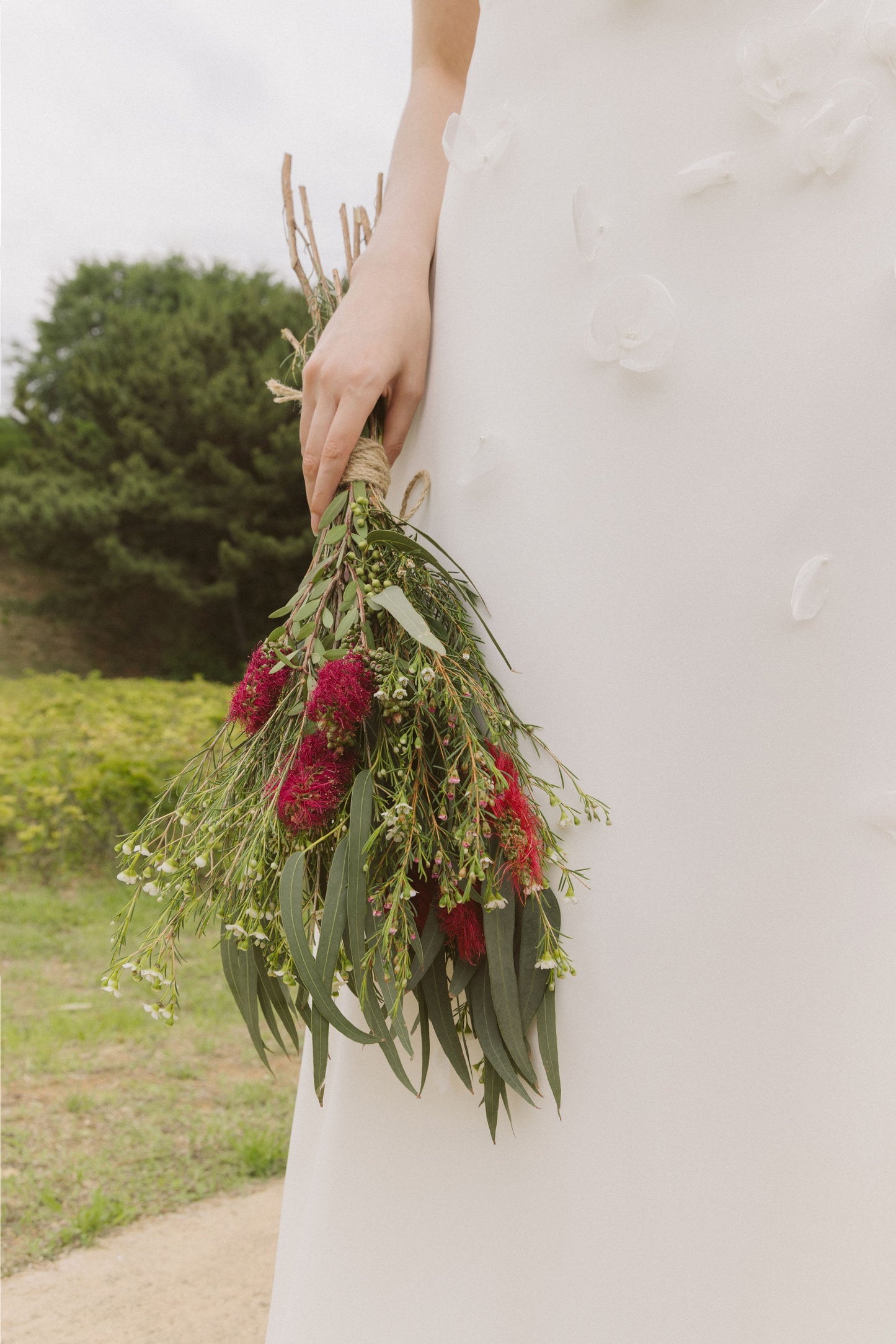 Boho Wedding Dress with Handmade Flower