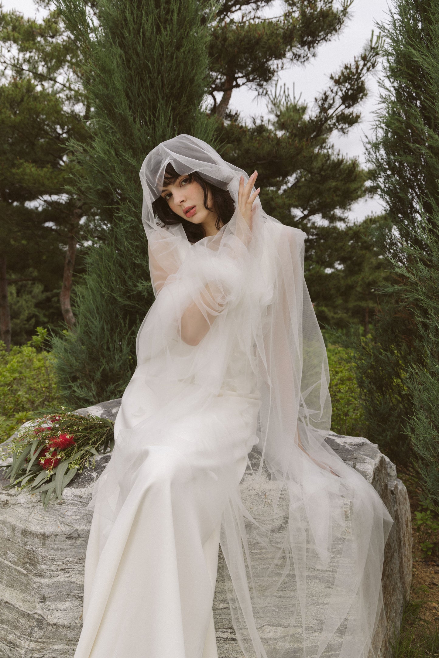 Boho Wedding Dress with Handmade Flower