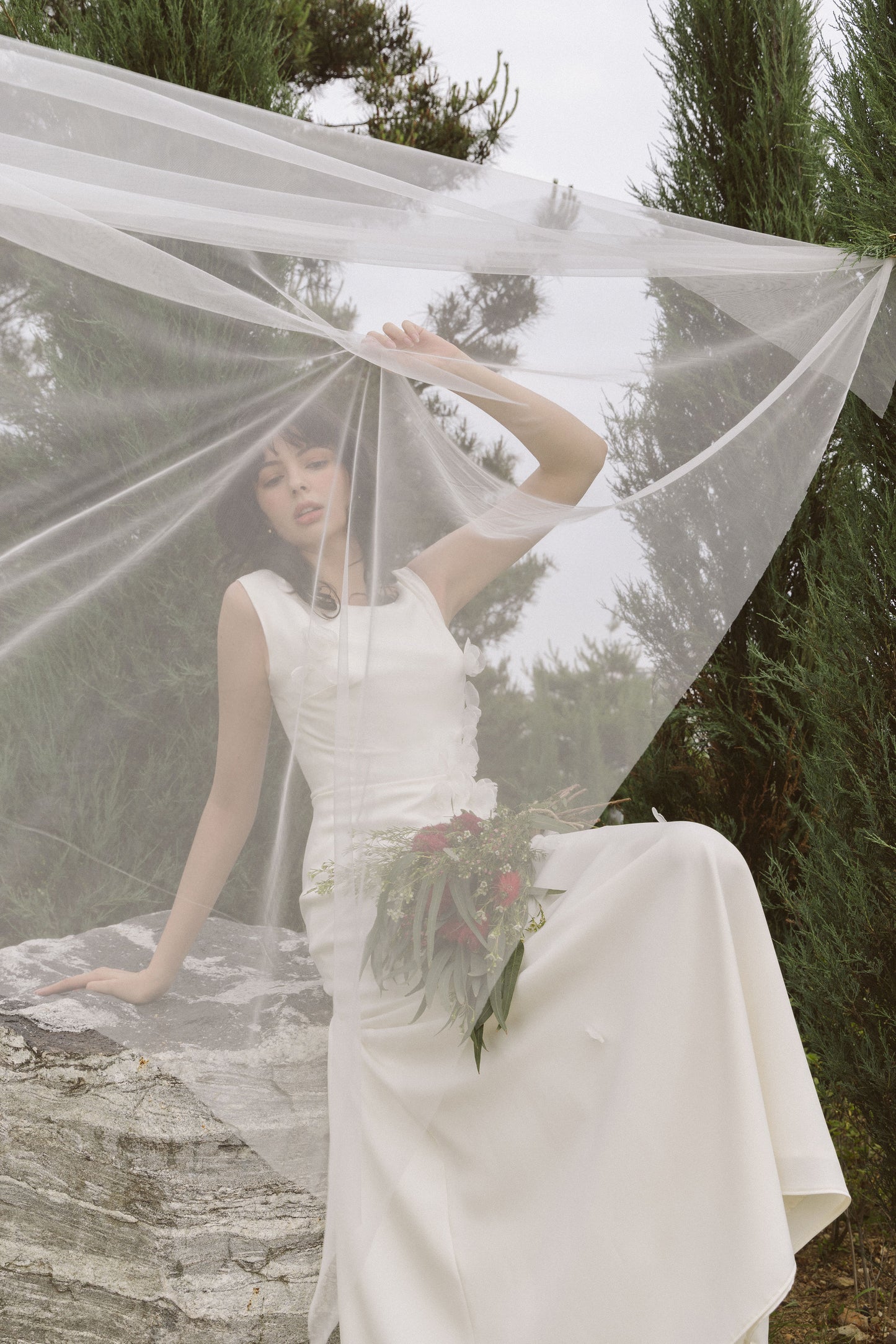 Boho Wedding Dress with Handmade Flower
