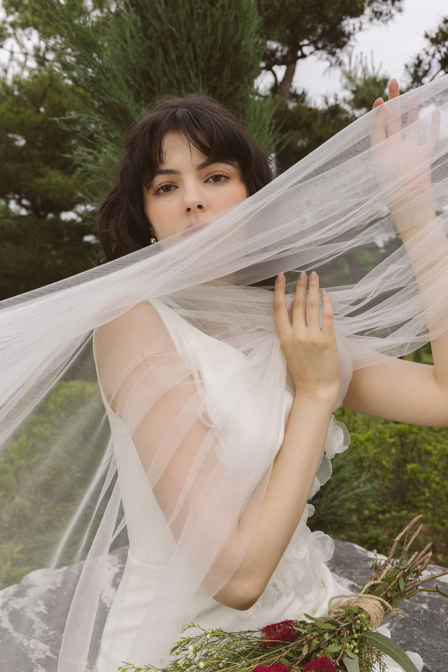 Boho Wedding Dress with Handmade Flower