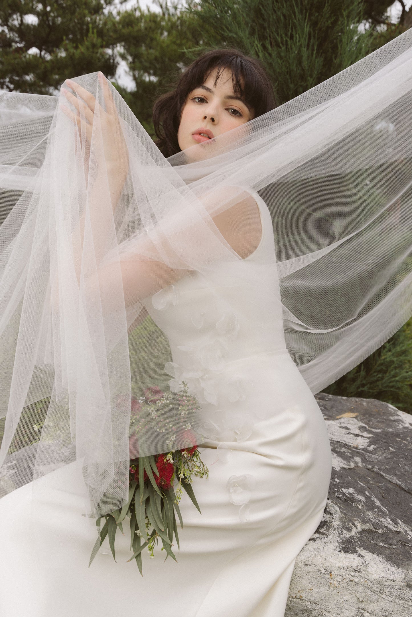 Boho Wedding Dress with Handmade Flower