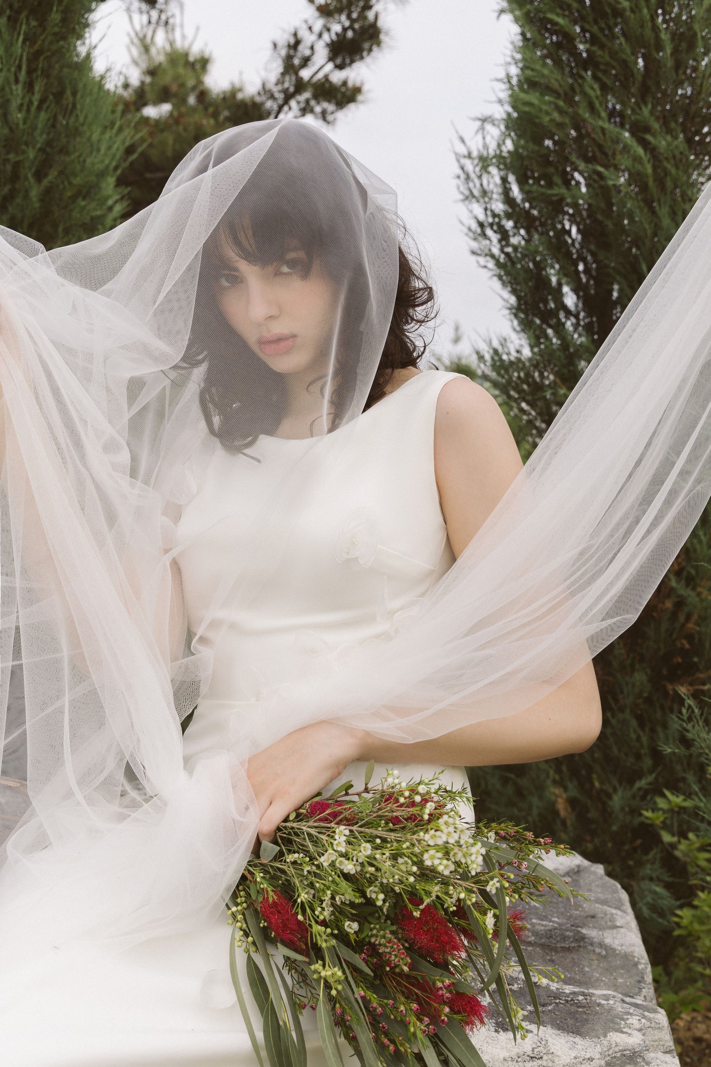 Boho Wedding Dress with Handmade Flower