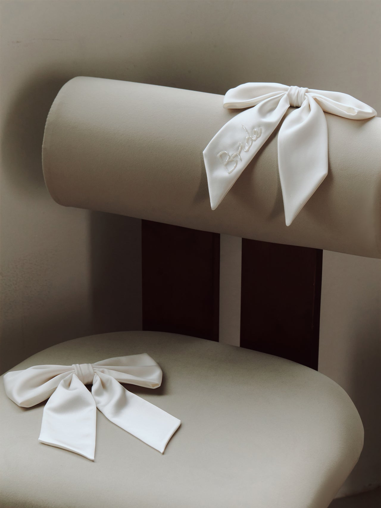 Personalized Hand Beaded Ivory Bridal Bow