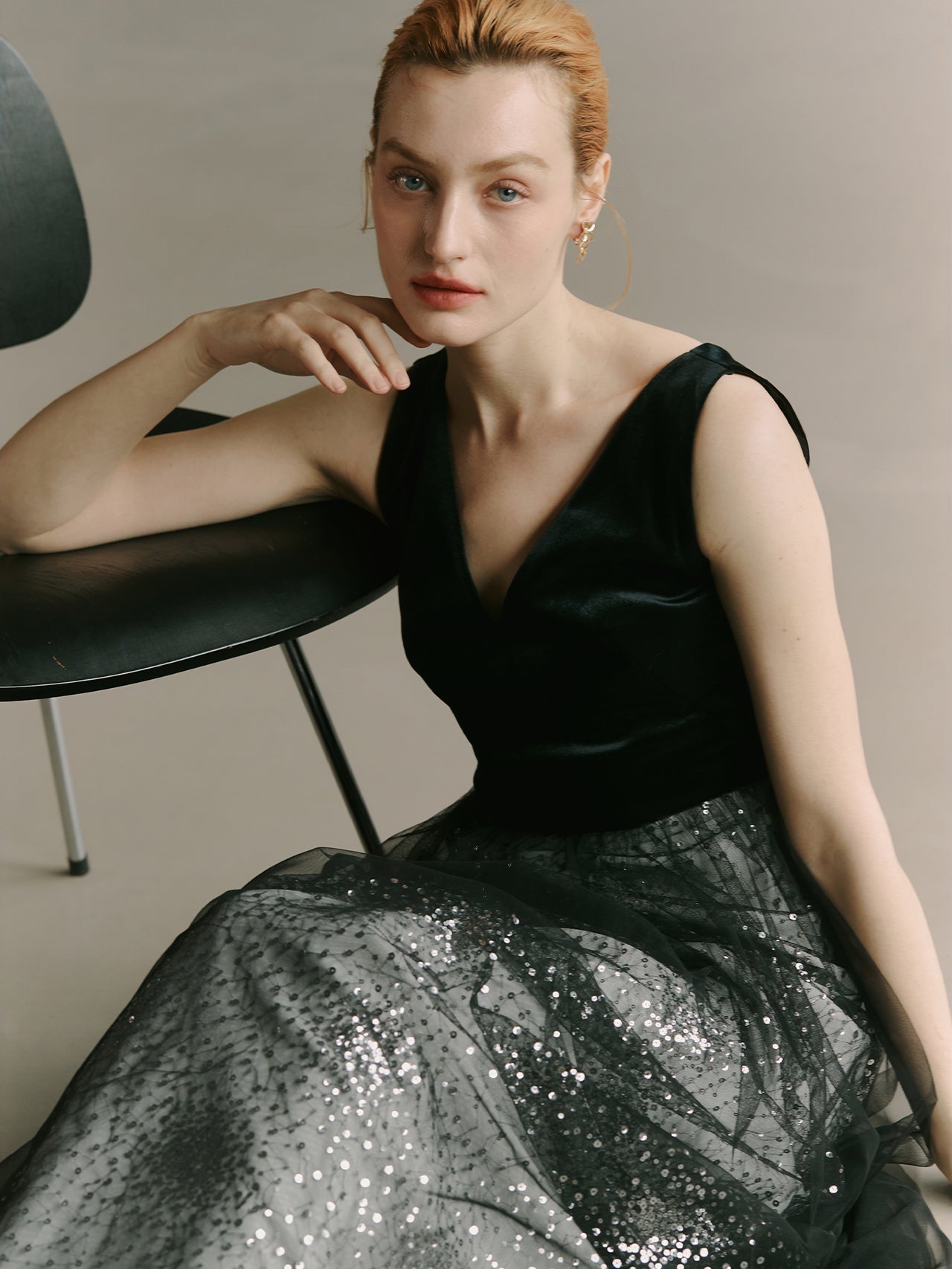 Elegant Black Gown Tulle Dress