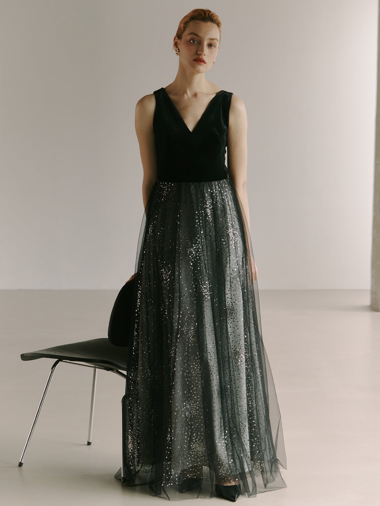 Elegant Black Gown Tulle Dress