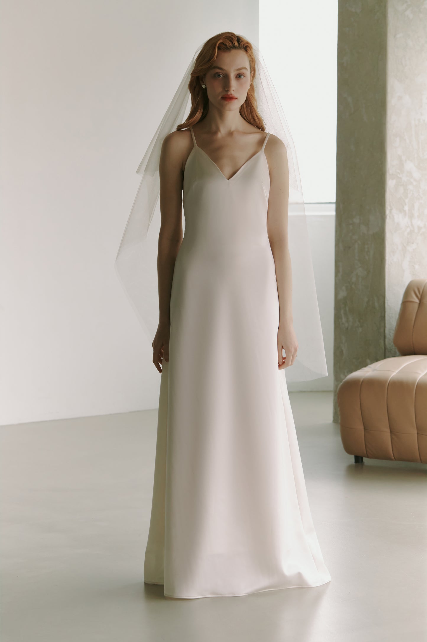 Silky Satin Slip Gown Modest Wedding Dress