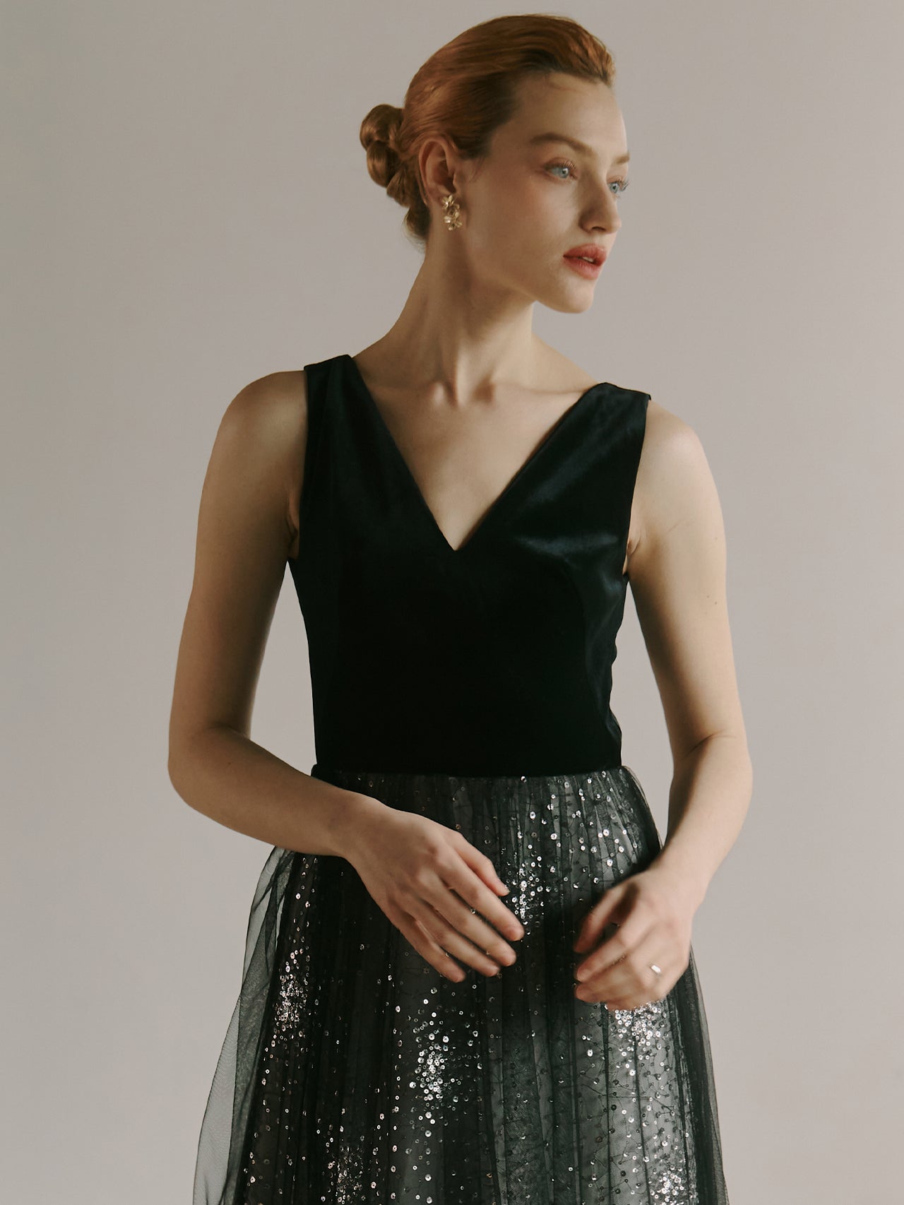 Elegant Black Gown Tulle Dress