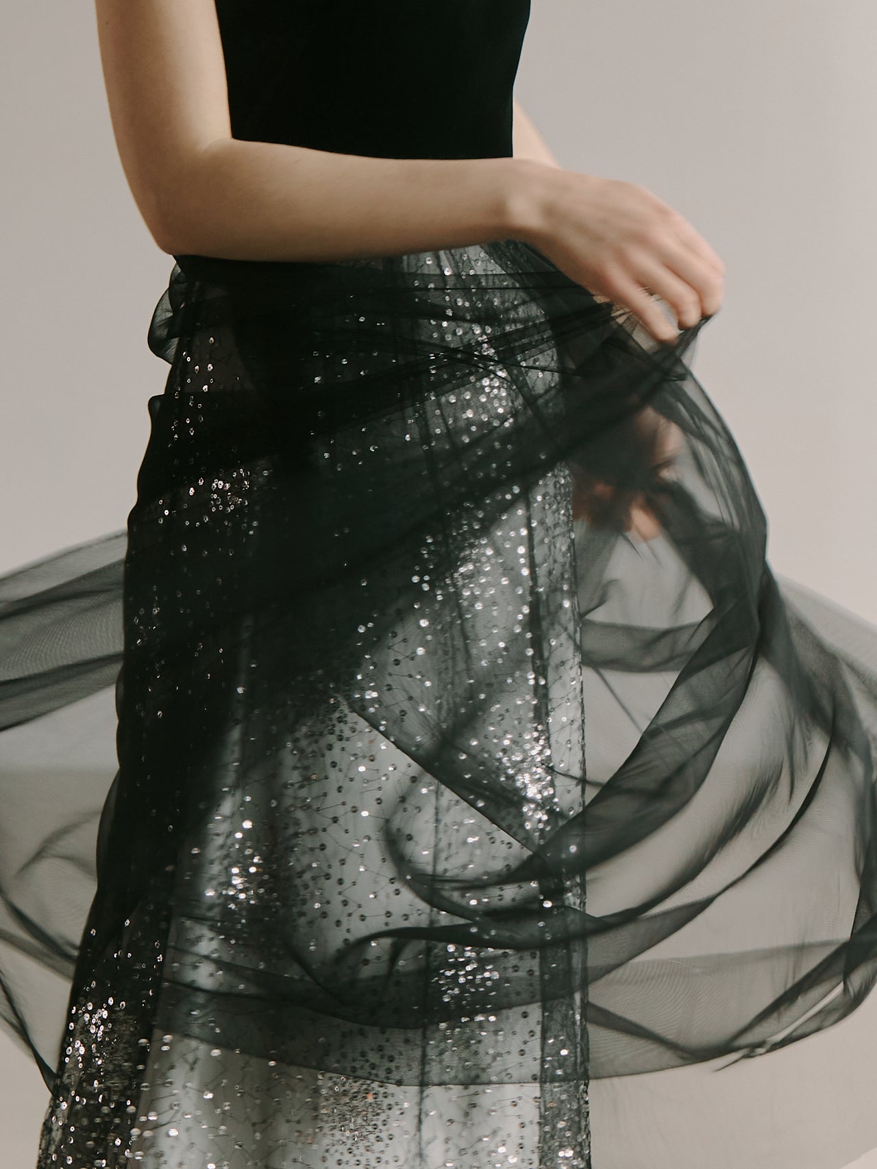 Elegant Black Gown Tulle Dress