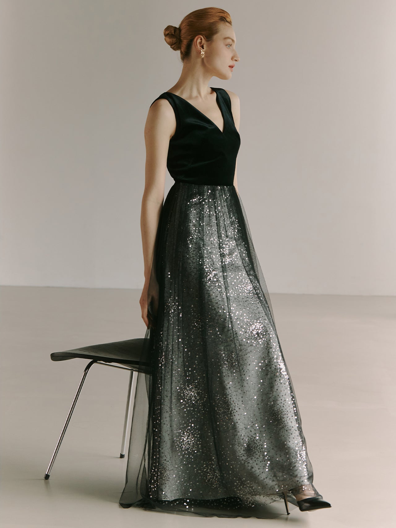 Elegant Black Gown Tulle Dress
