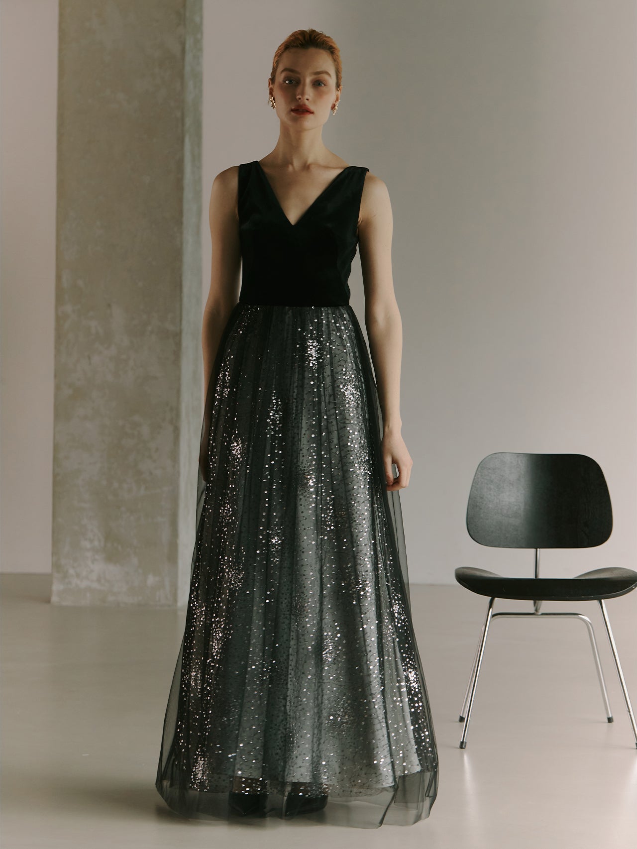 Elegant Black Gown Tulle Dress
