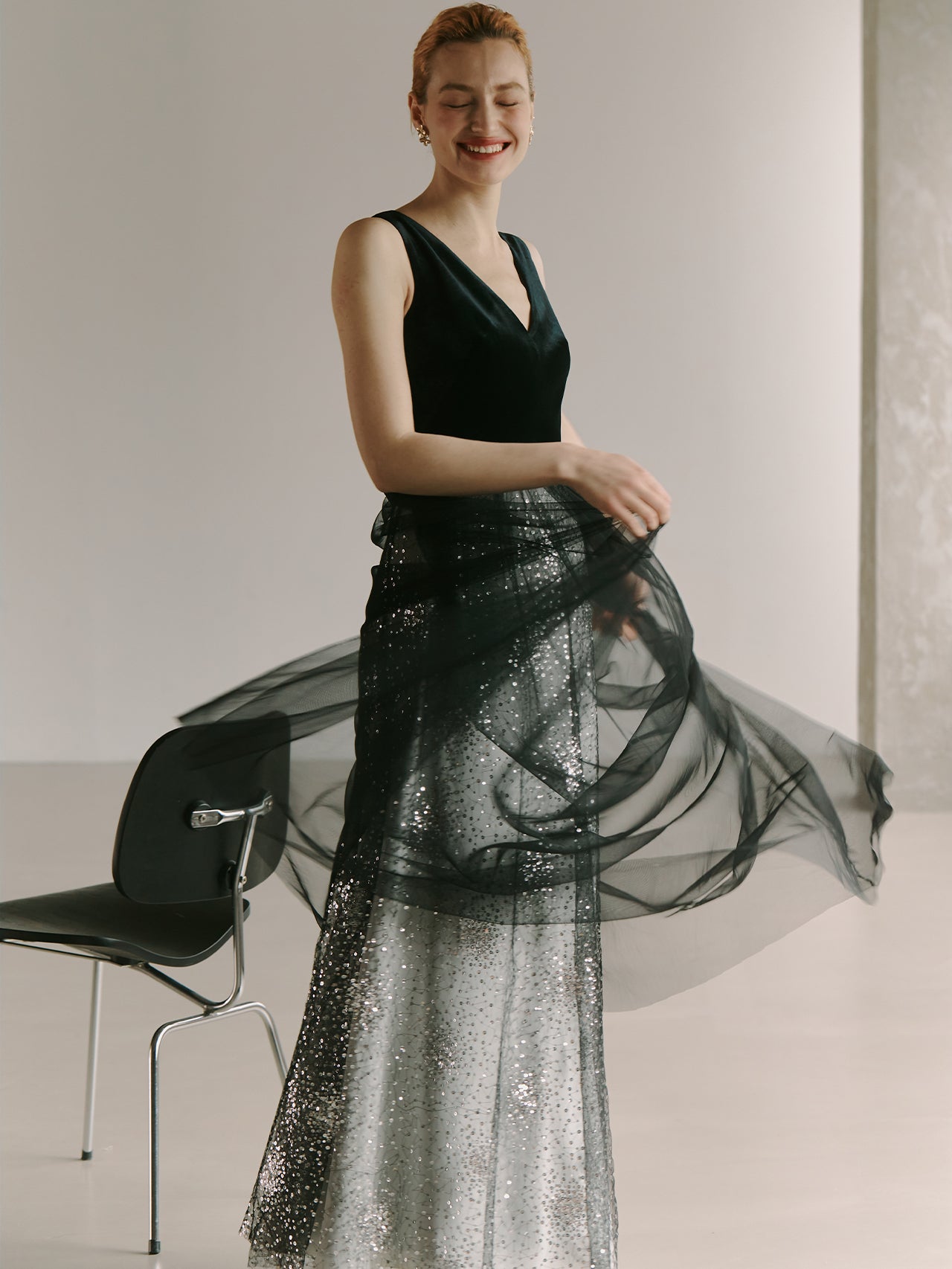 Elegant Black Gown Tulle Dress