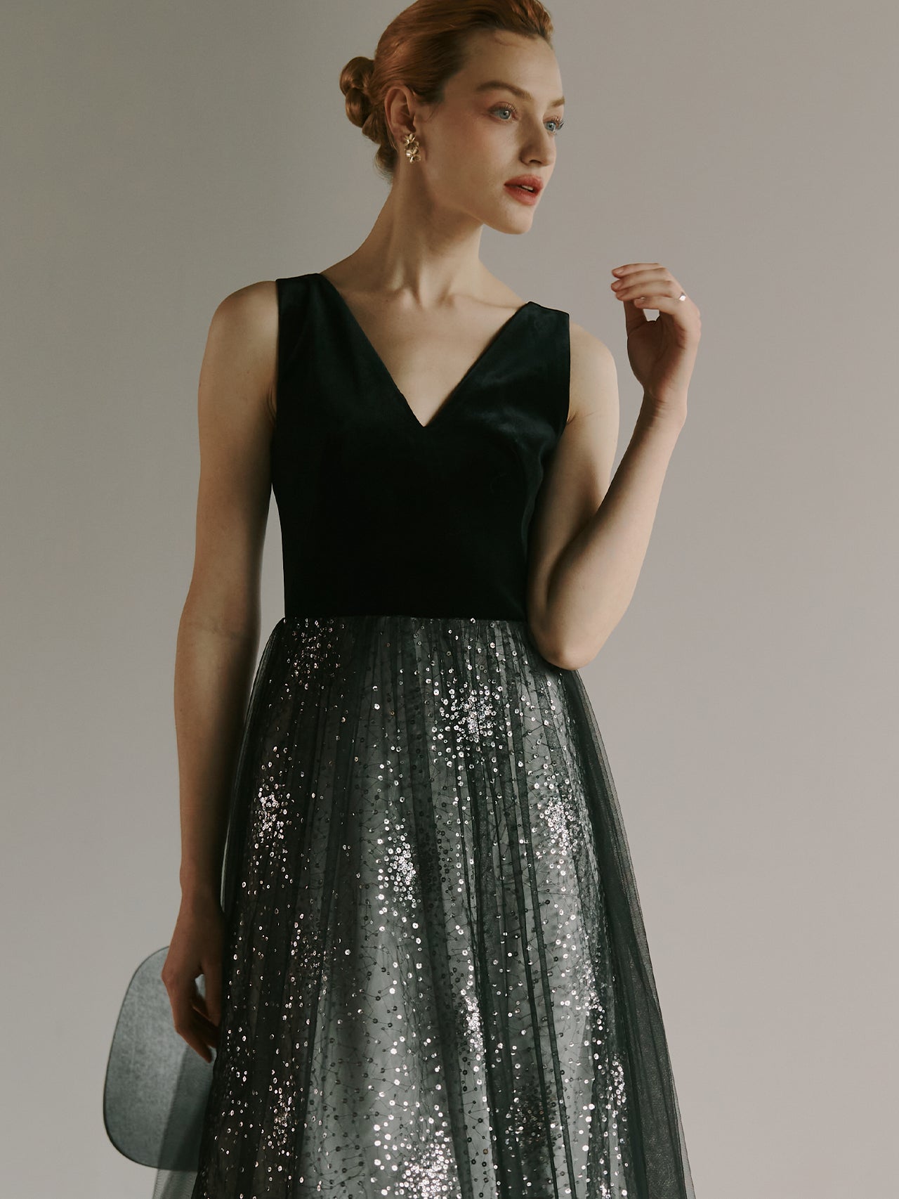 Elegant Black Gown Tulle Dress