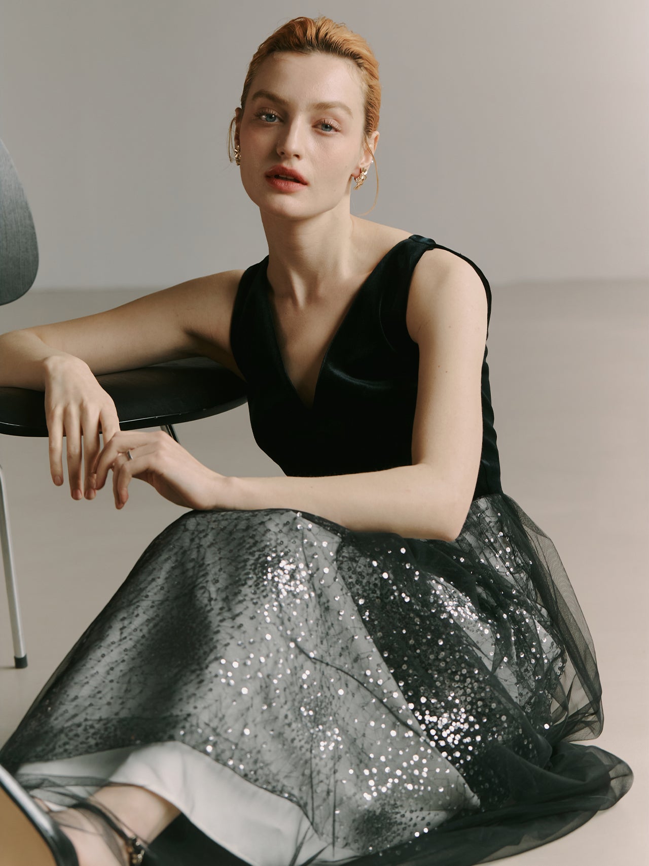 Elegant Black Gown Tulle Dress