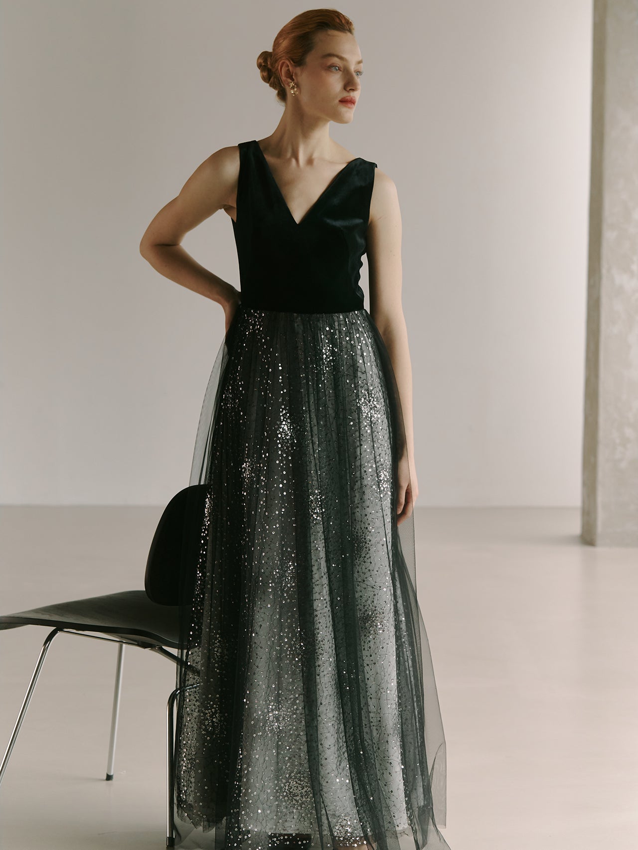Elegant Black Gown Tulle Dress