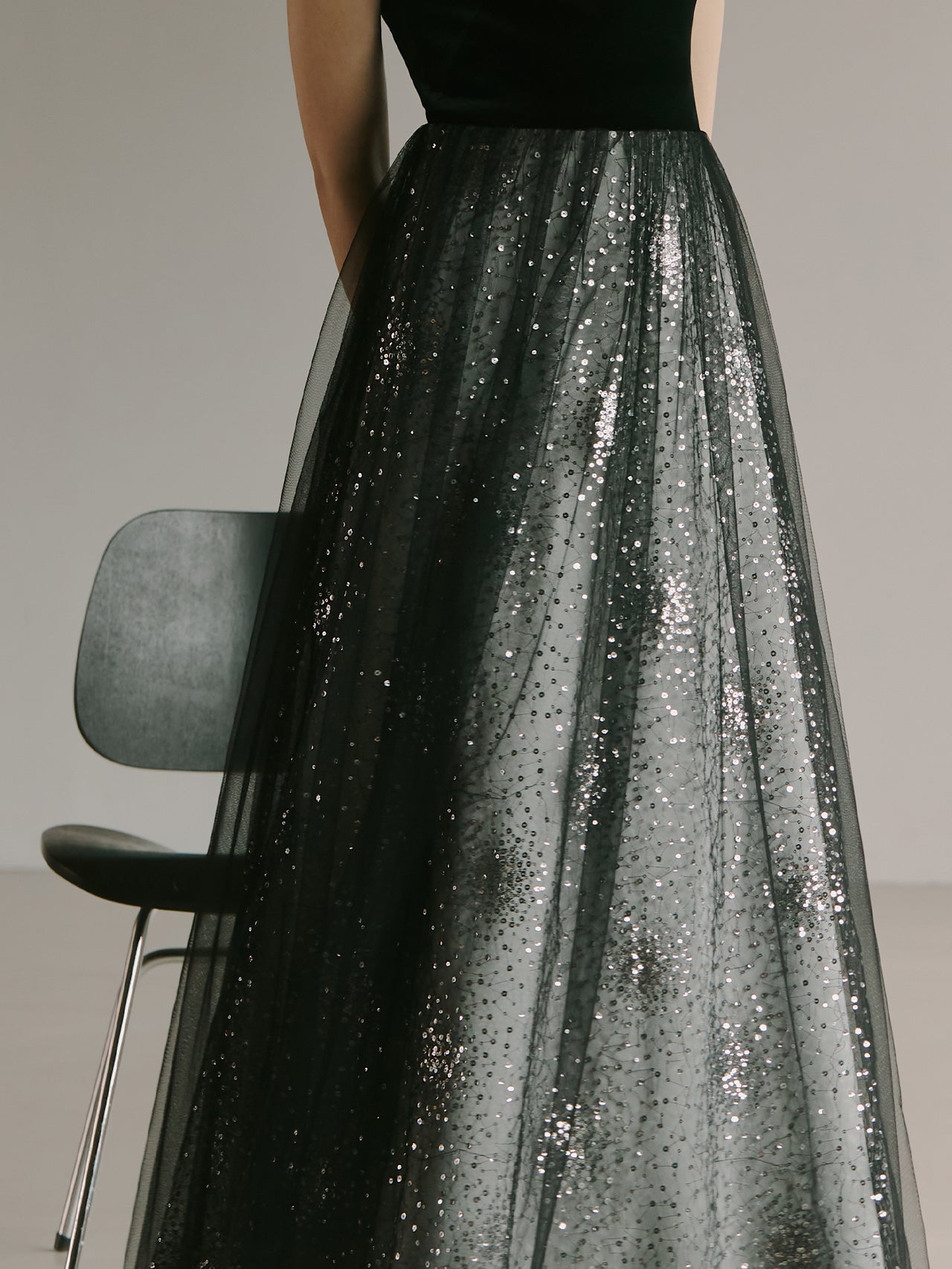 Elegant Black Gown Tulle Dress