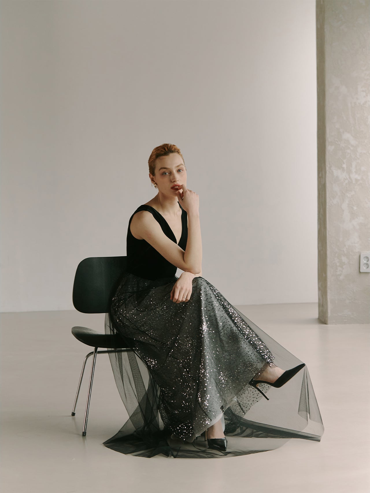 Elegant Black Gown Tulle Dress