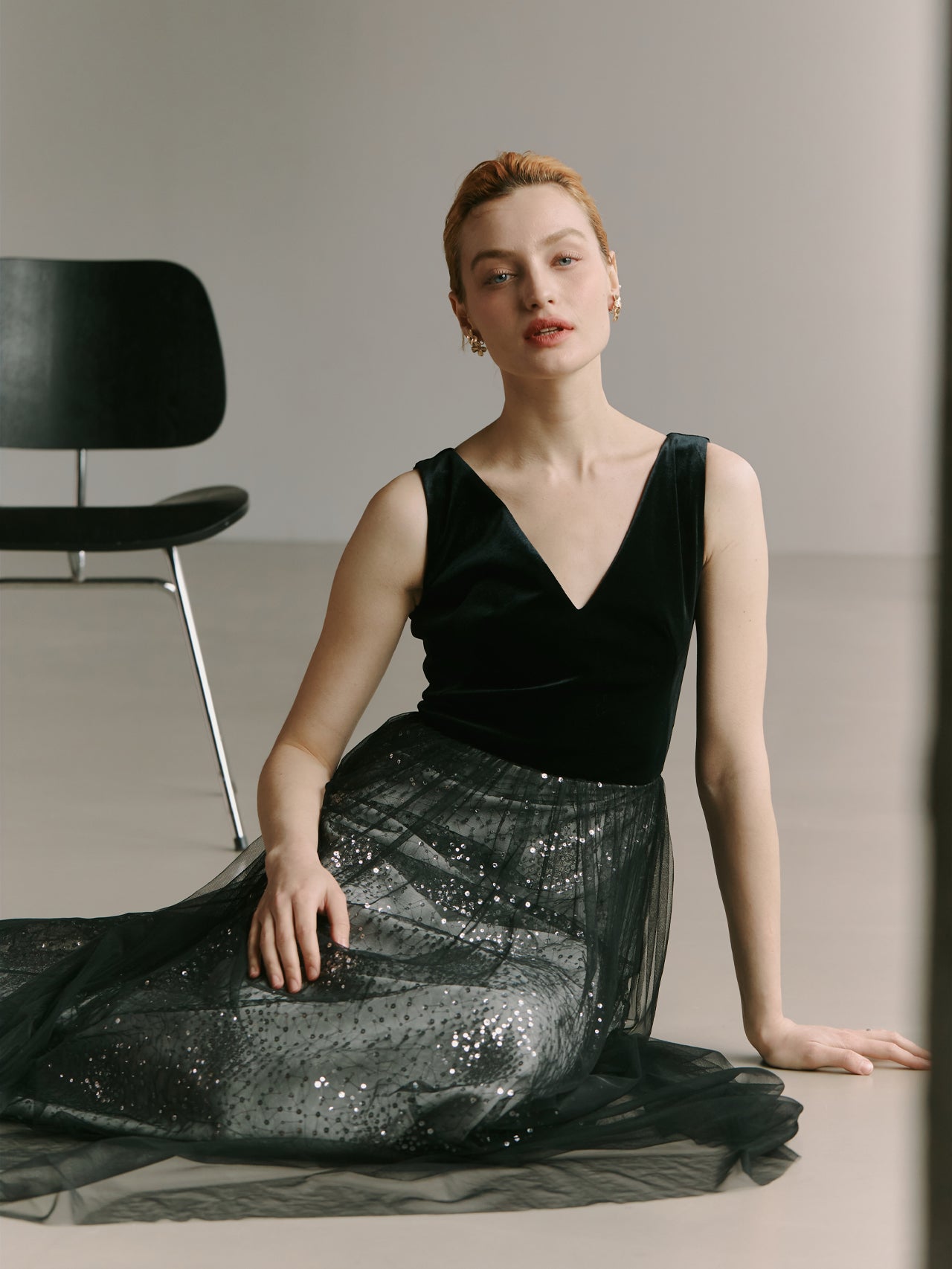 Elegant Black Gown Tulle Dress