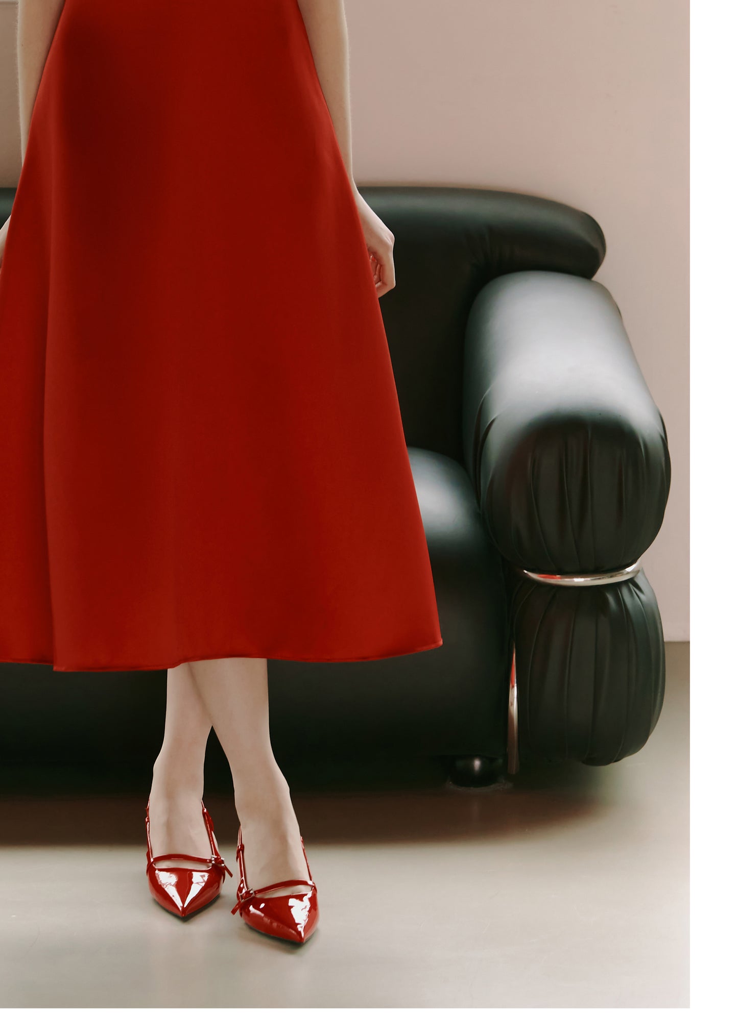 Red Mikado Satin Party Dress