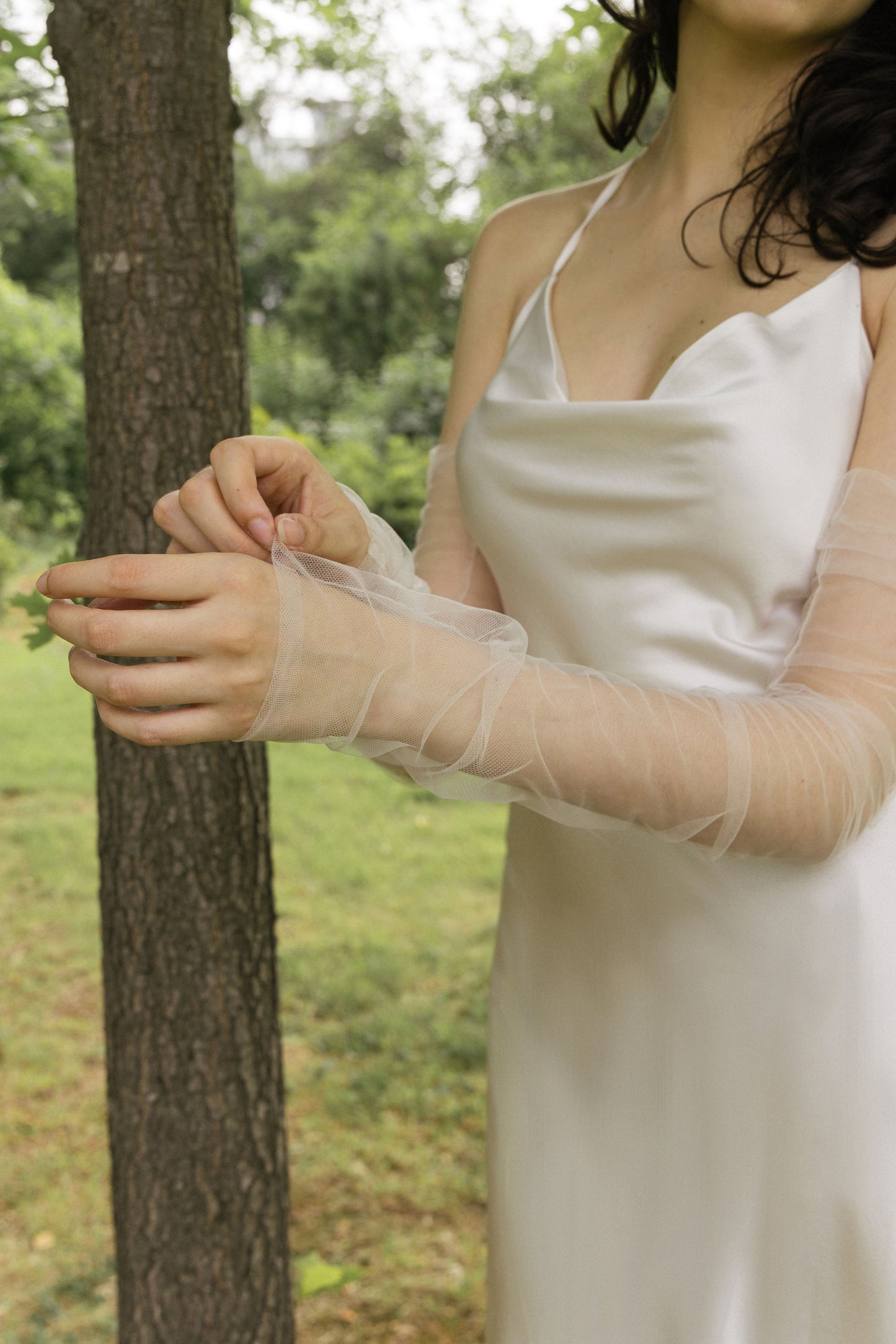 Handmade Bridal Gloves Fingerless Tulle Gloves