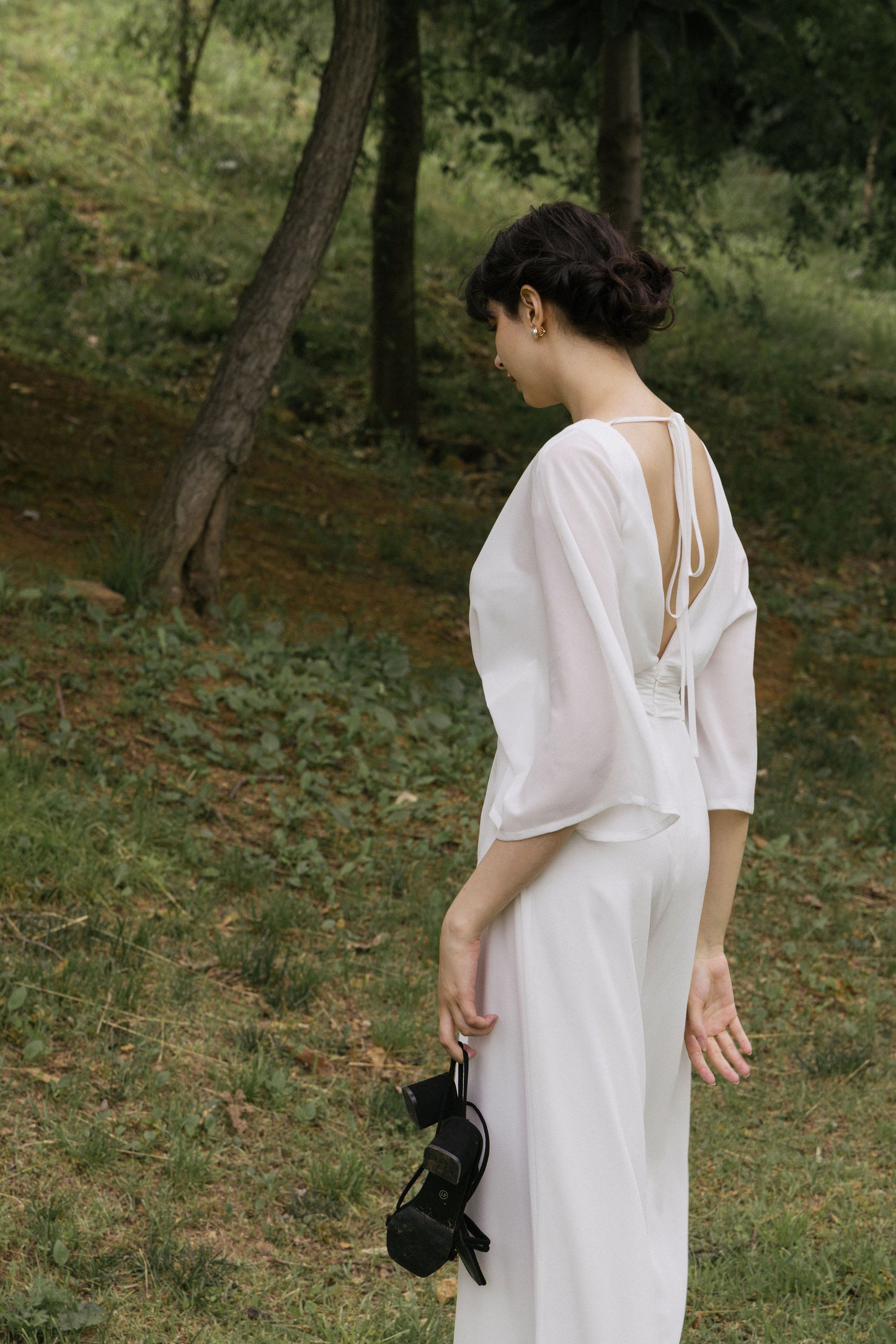 White V-neckline Jumpsuit