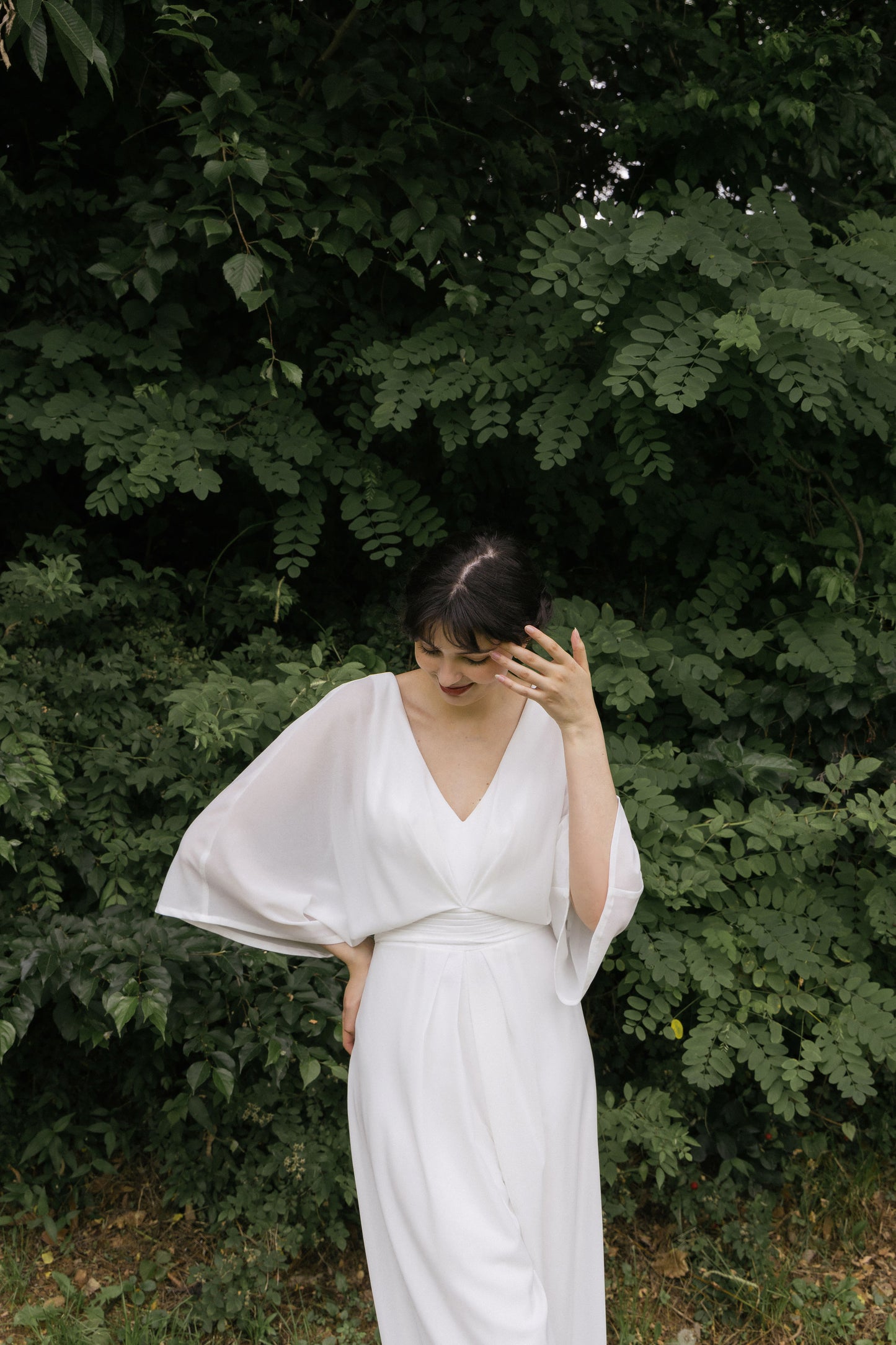 White V-neckline Jumpsuit