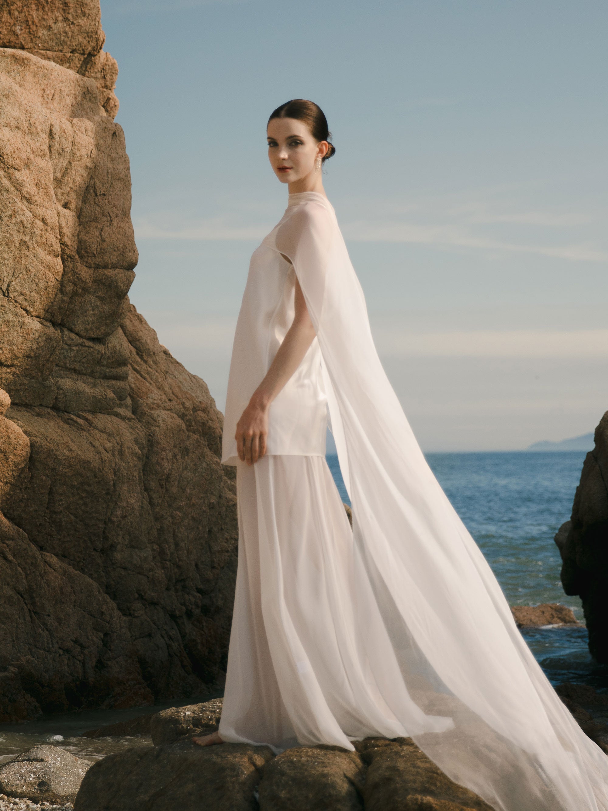 Pure Silk Bridal Cape Veil - Wedding Dress Topper