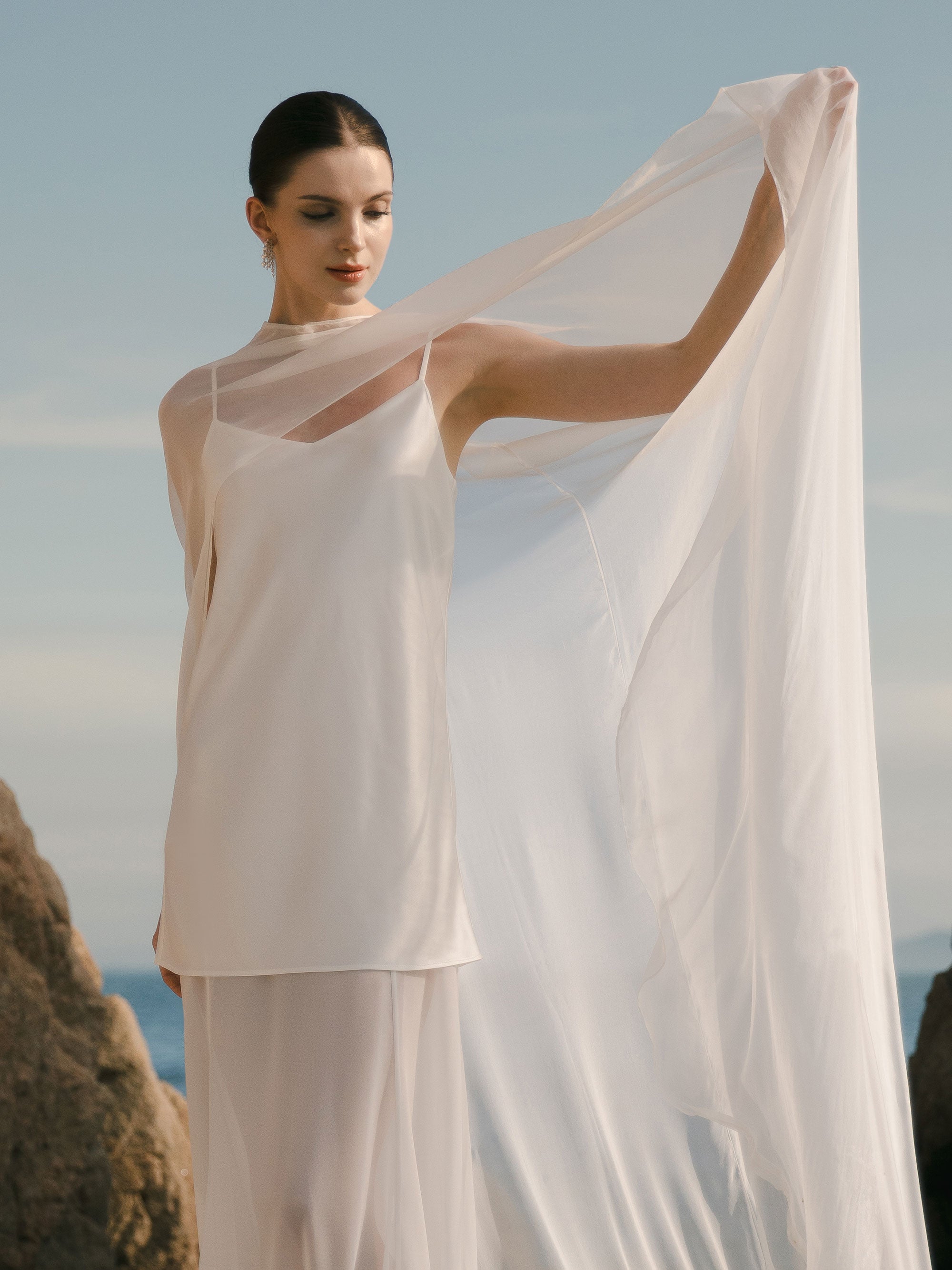 Pure Silk Bridal Cape Veil - Wedding Dress Topper