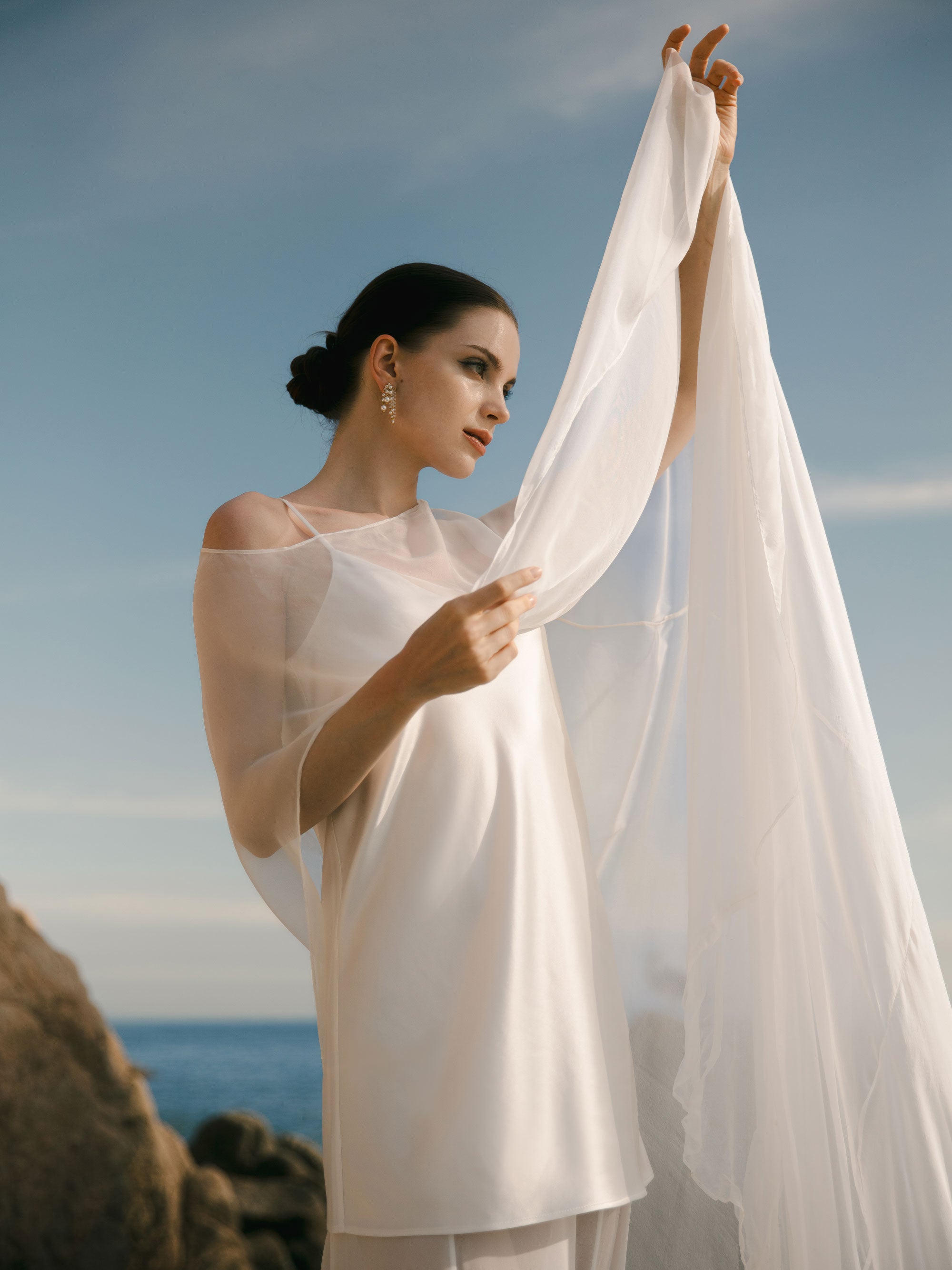 Pure Silk Bridal Cape Veil - Wedding Dress Topper