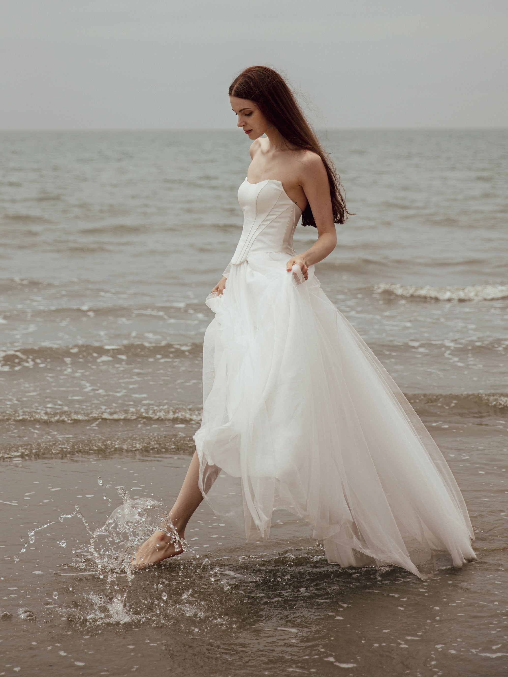 Tulle Skirt Two Piece Set - Corset Wedding Dress