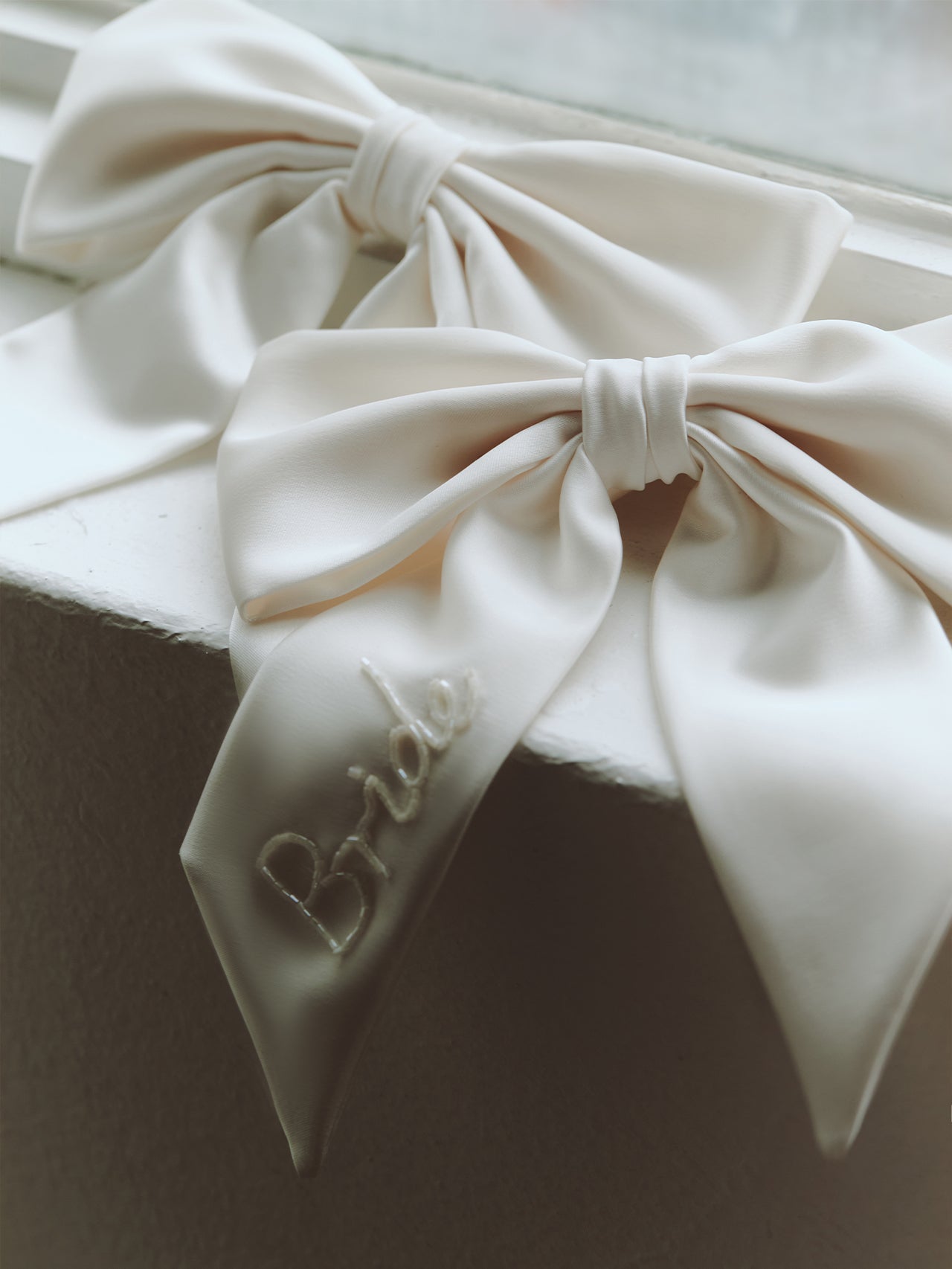 Personalized Hand Beaded Ivory Bridal Bow