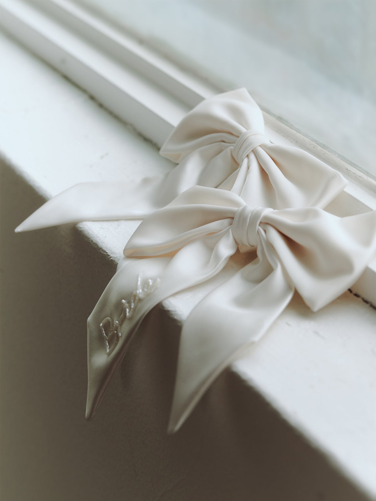 Personalized Hand Beaded Ivory Bridal Bow