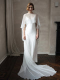 Crinkle Silk Bridal Cape Veil - Pure Silk Bridal Scarf