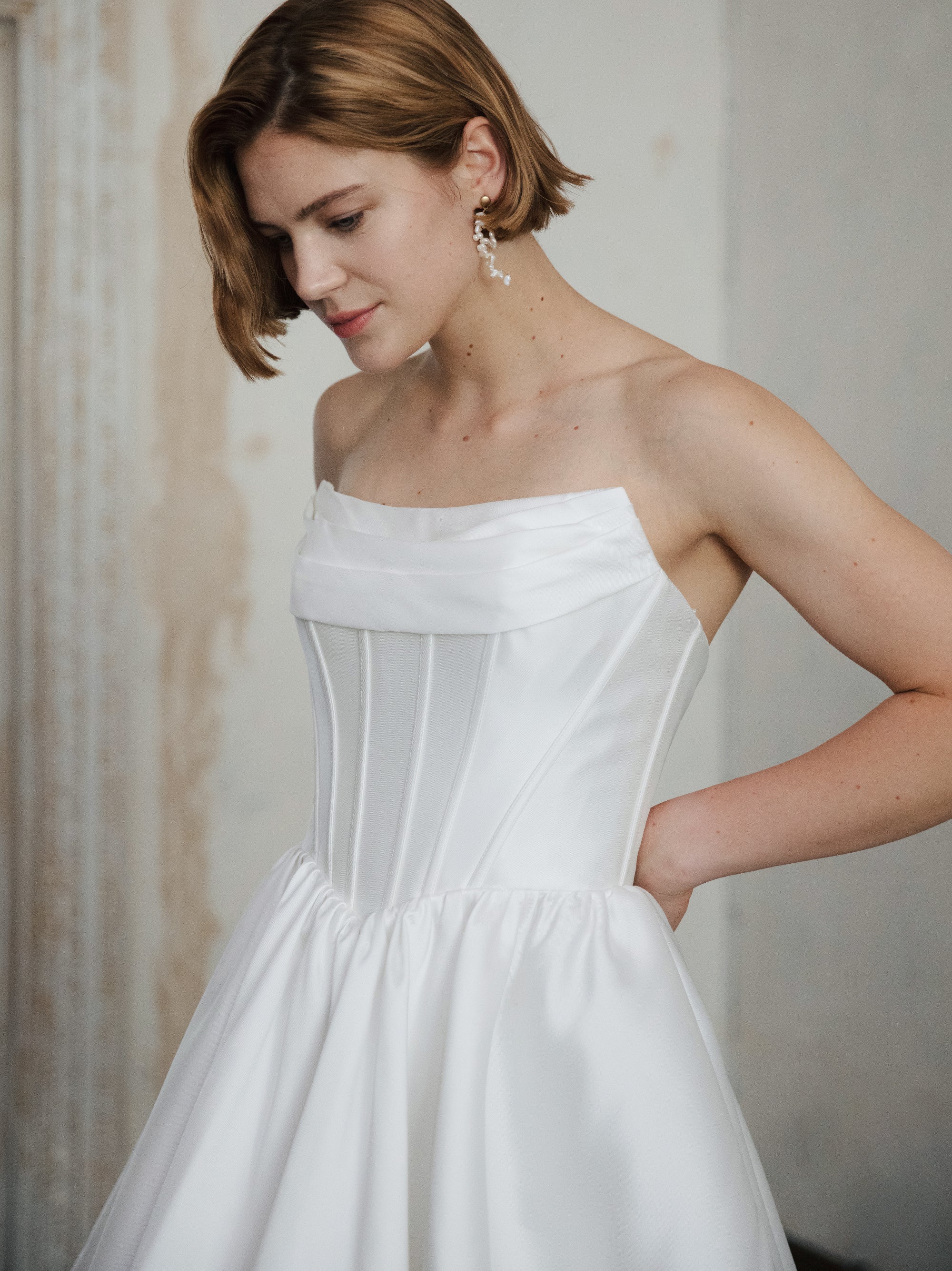 Corset Wedding Dress - Strapless Mini Bridal Dress