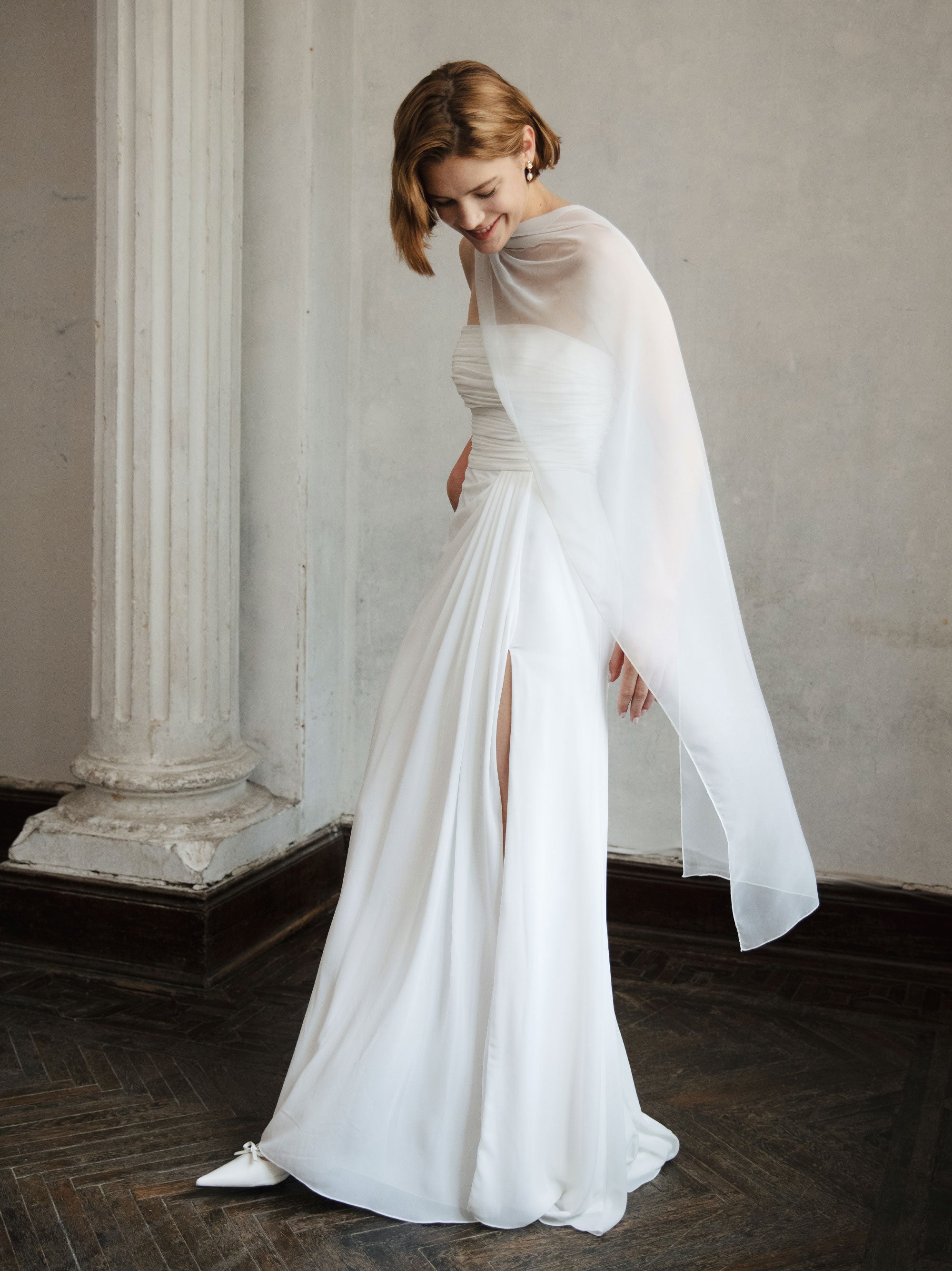 Strapless Modest Wedding Dress