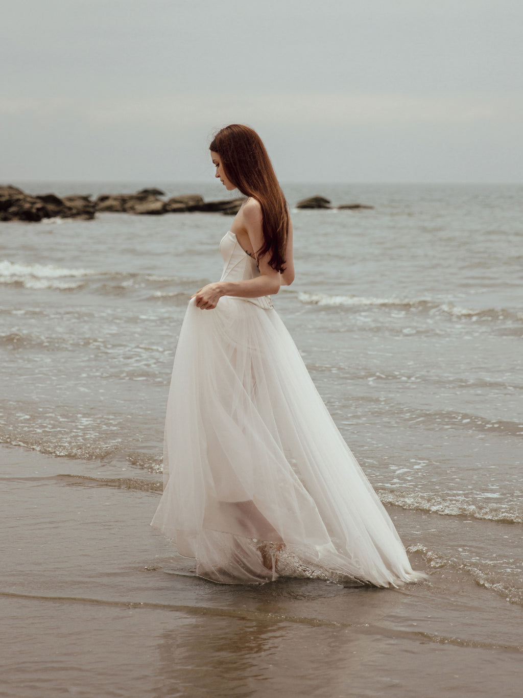 Tulle Skirt Two Piece Set - Corset Wedding Dress