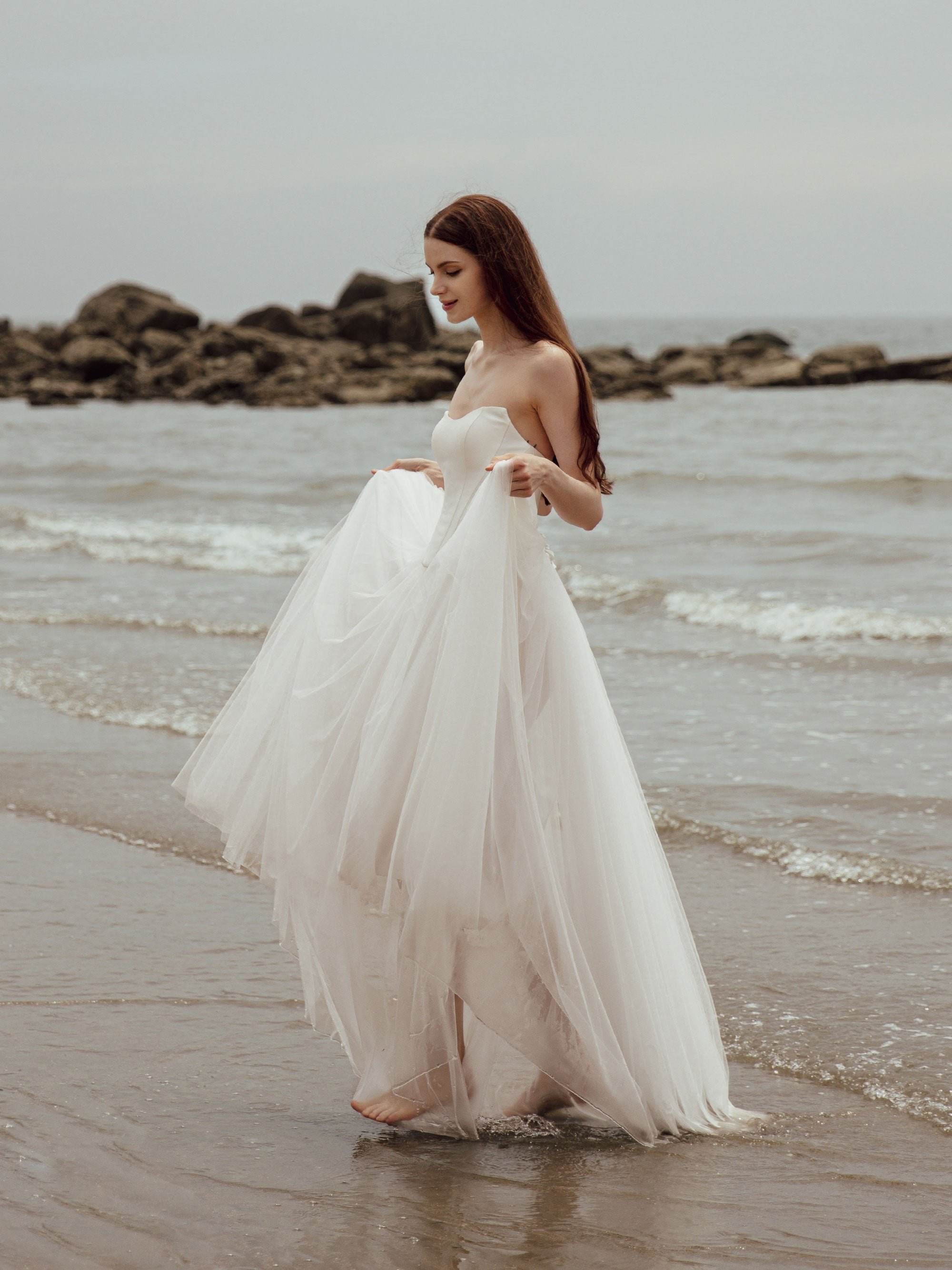 Tulle Skirt Two Piece Set - Corset Wedding Dress