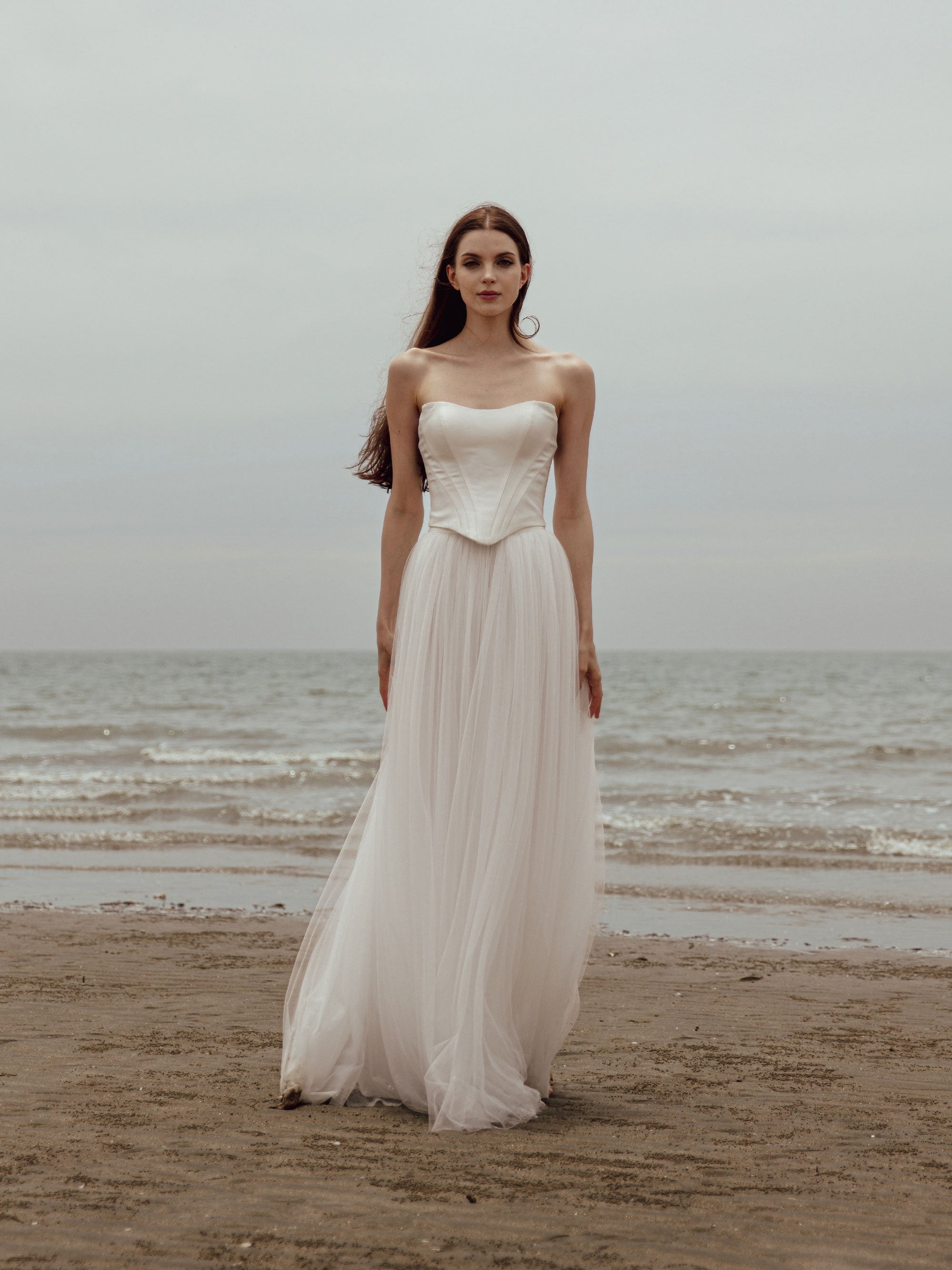 Tulle Skirt Two Piece Set - Corset Wedding Dress