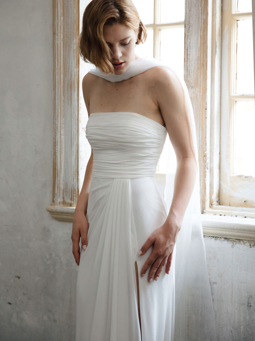 Strapless Modest Wedding Dress