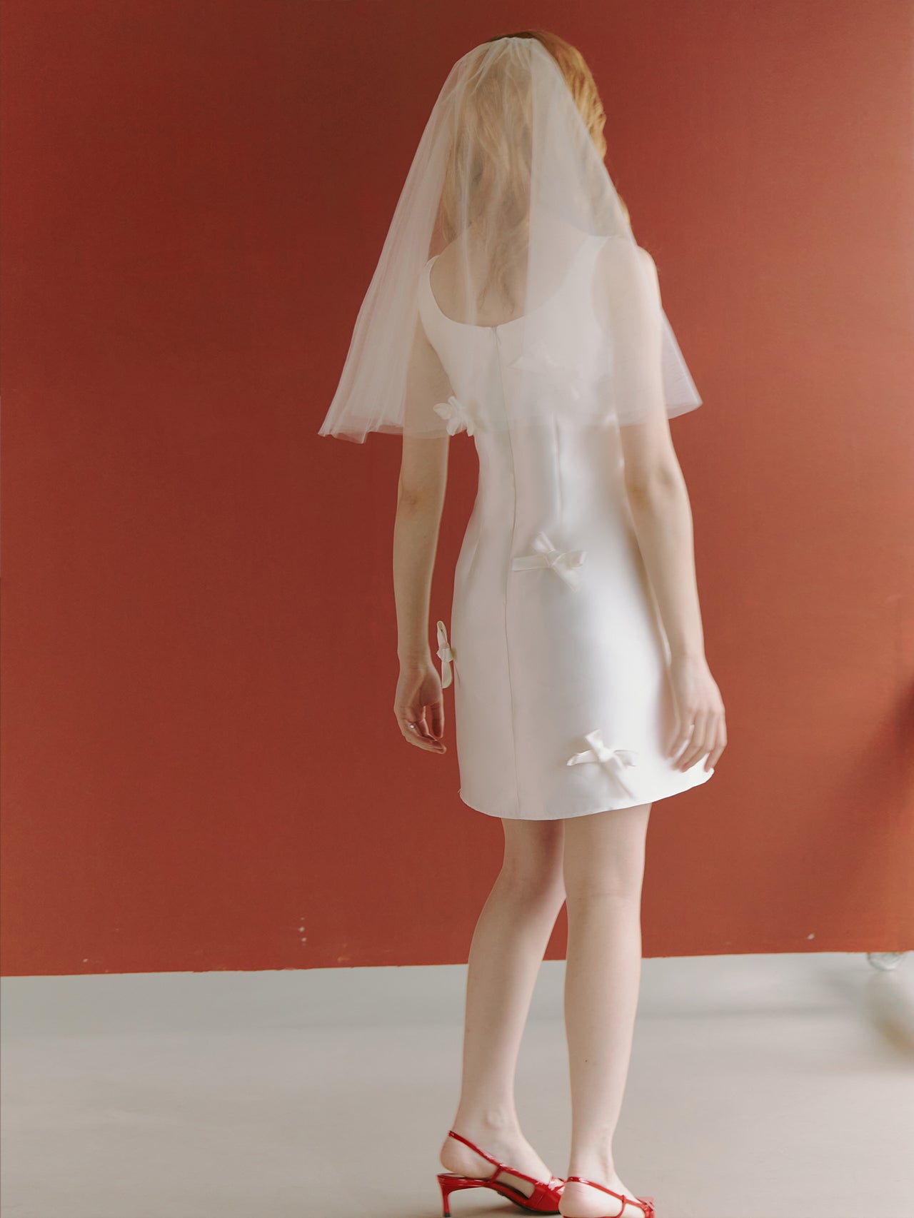 Satin Short Wedding Dress with Bows