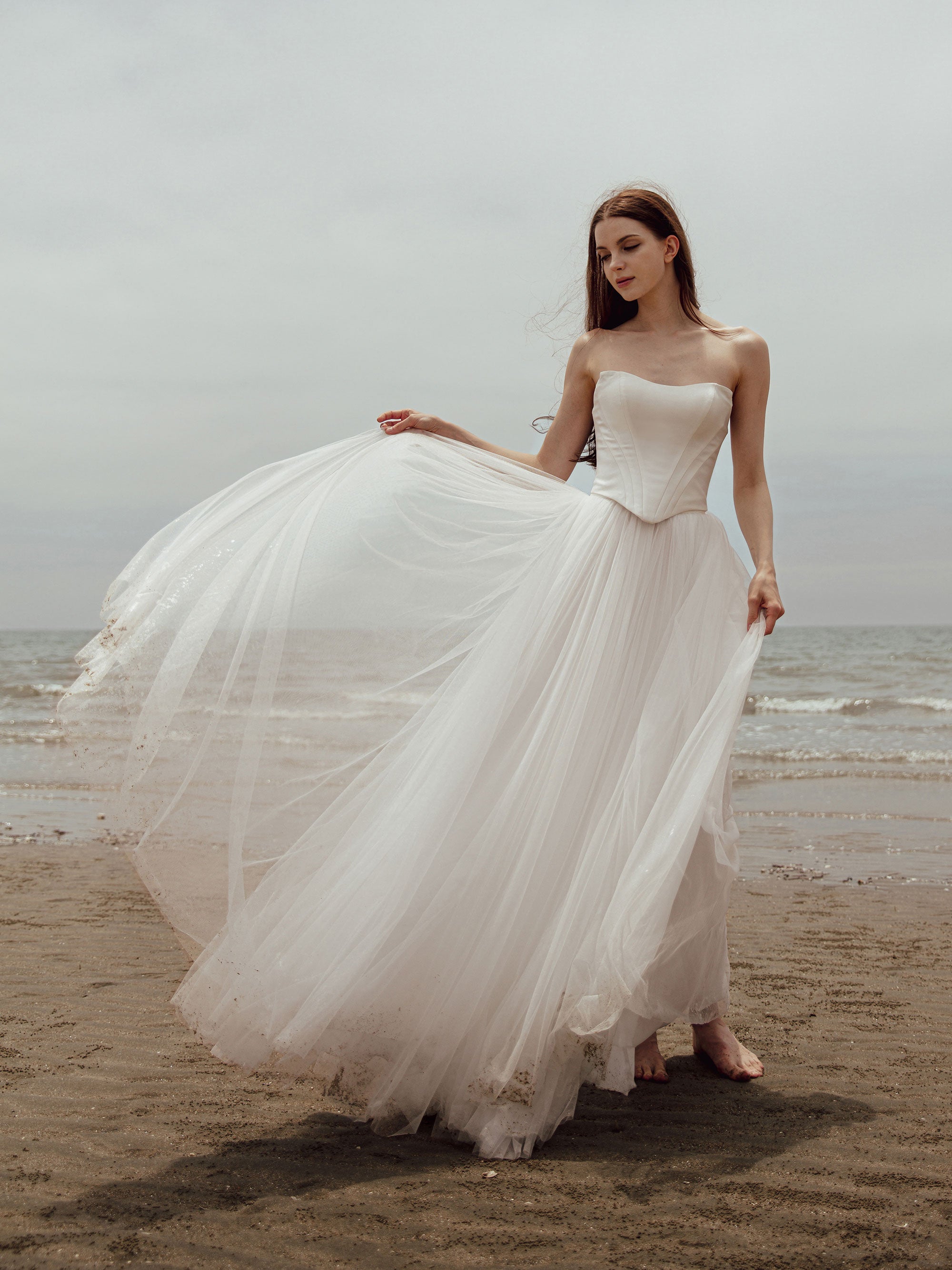 Tulle Skirt Two Piece Set - Corset Wedding Dress