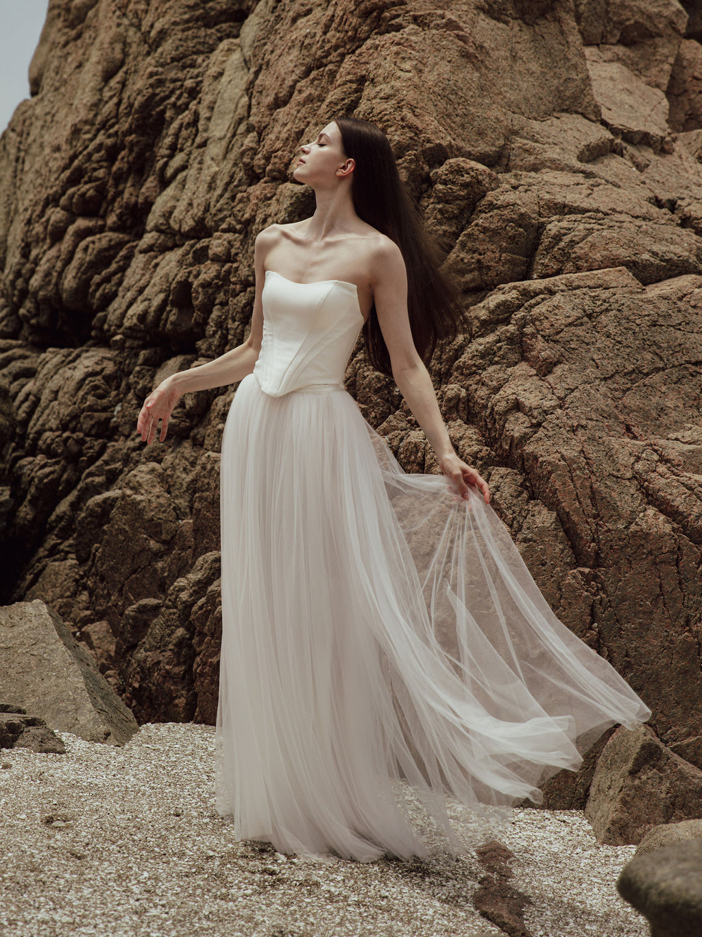 Tulle Skirt Two Piece Set - Corset Wedding Dress