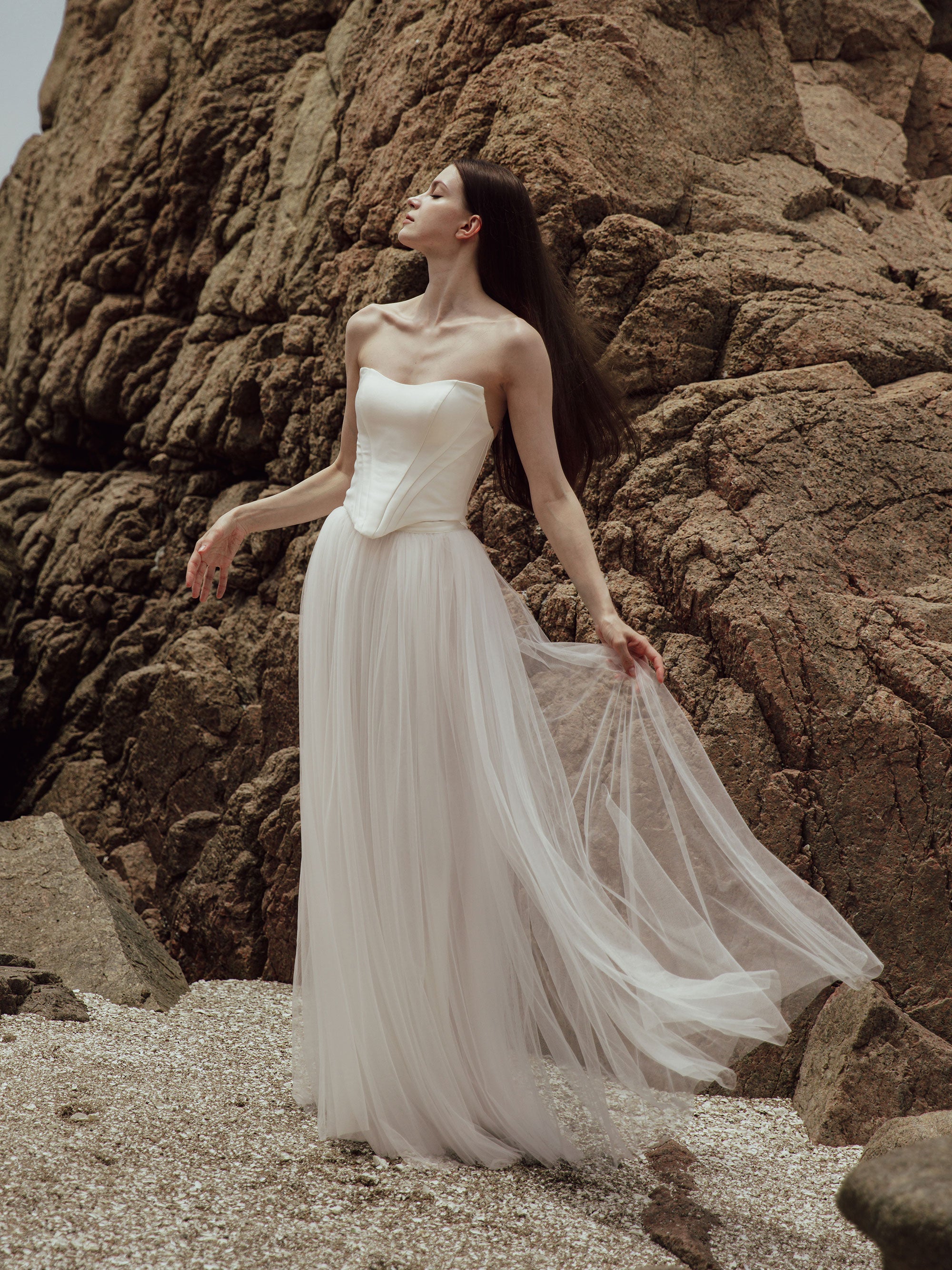 Tulle Skirt Two Piece Set - Corset Wedding Dress