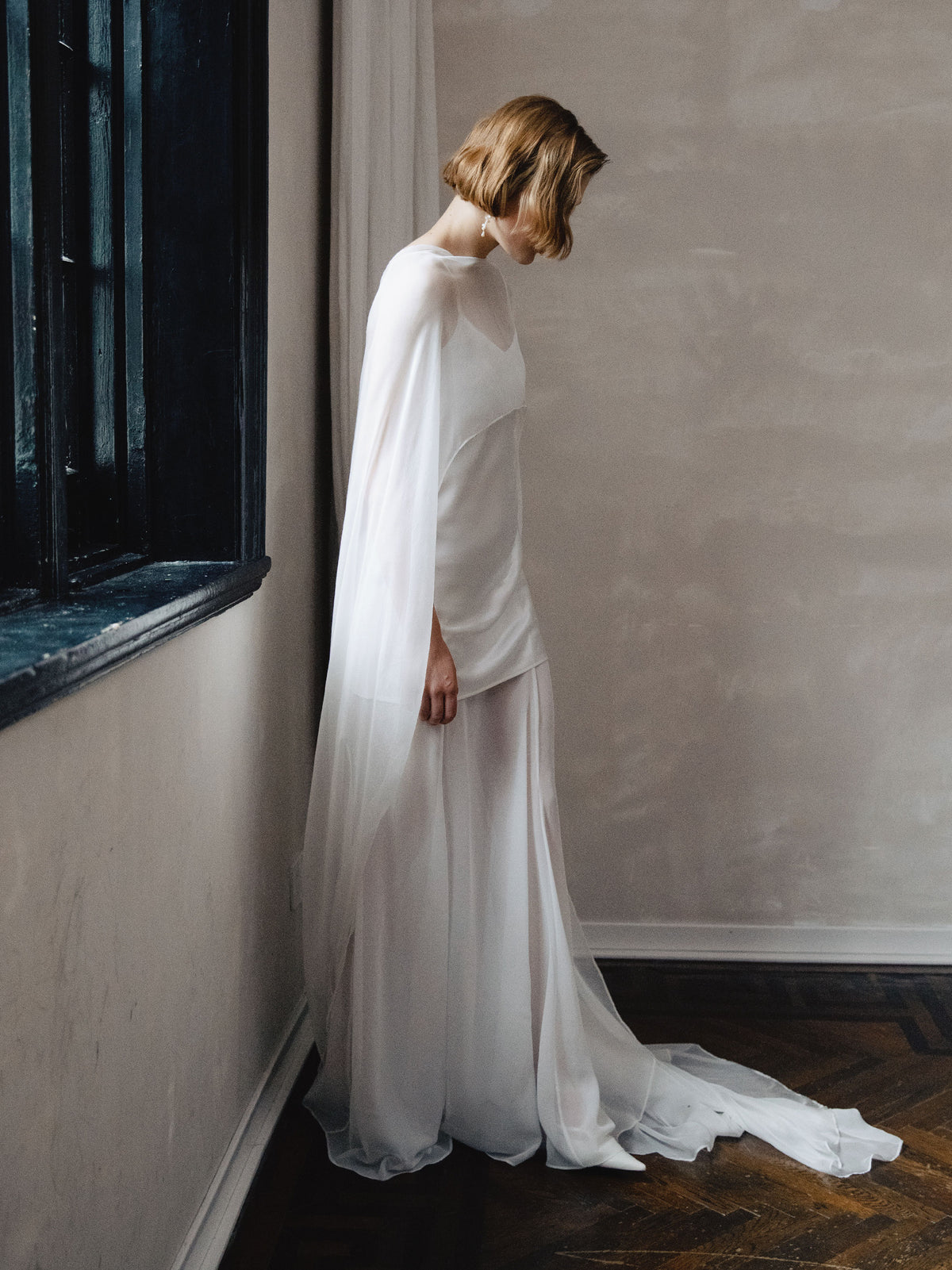Pure Silk Bridal Cape Veil